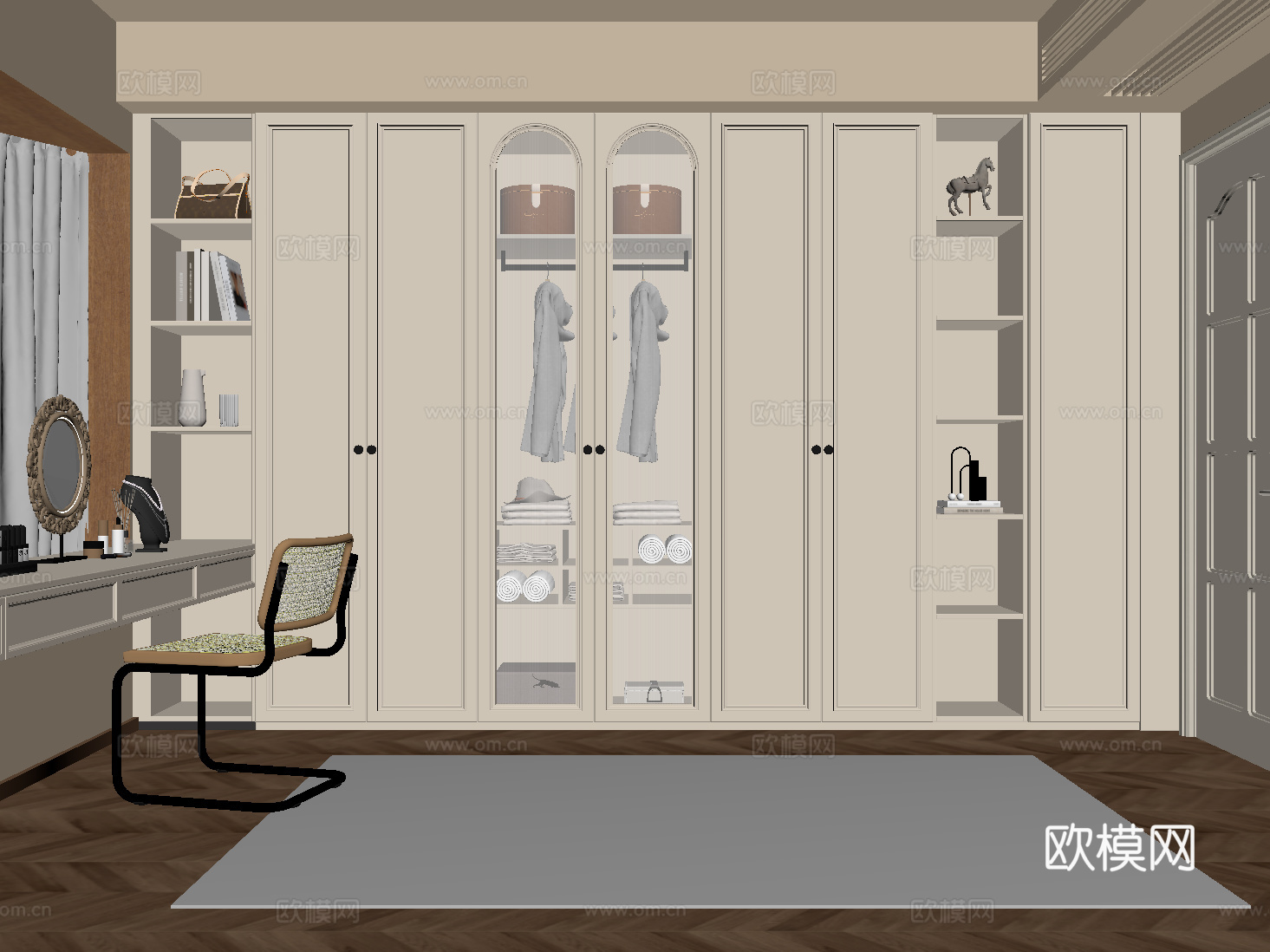 法式衣帽间 衣柜su模型