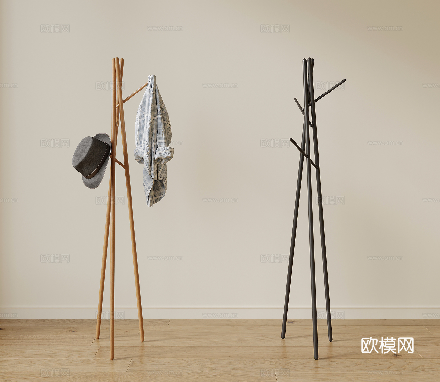 法式中古衣架 挂衣架su模型