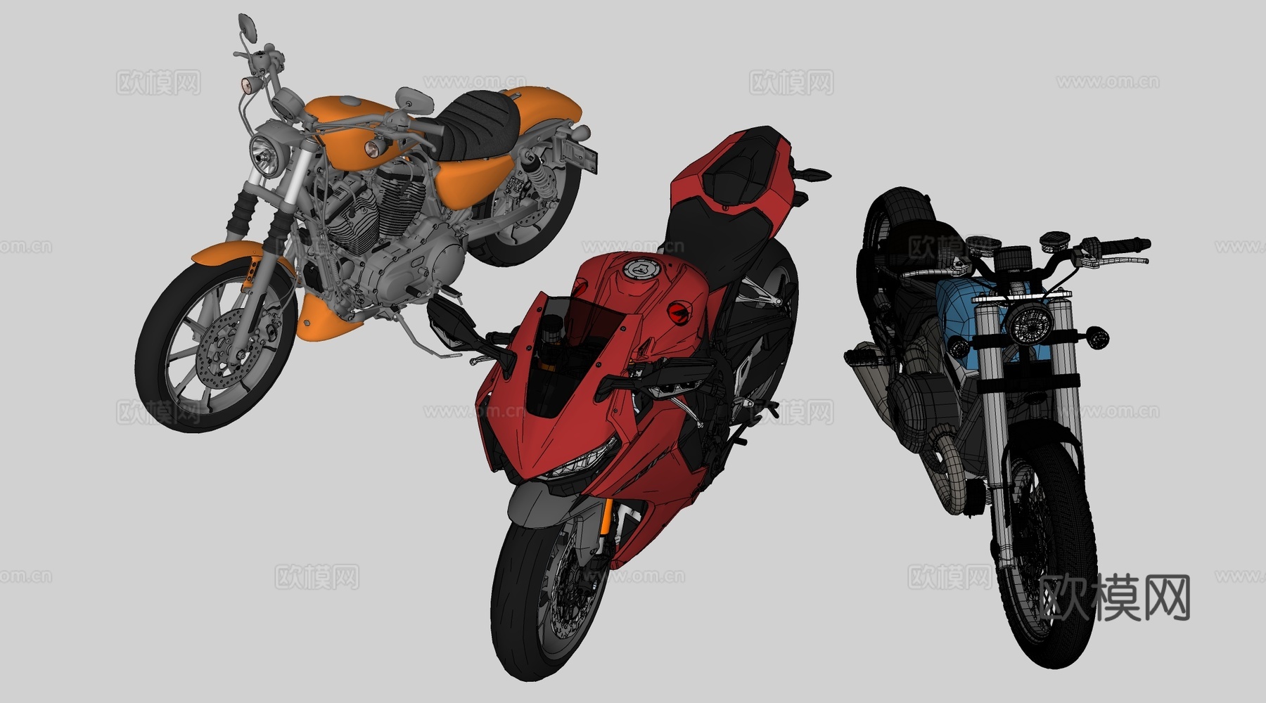 现代摩托车 机车su模型