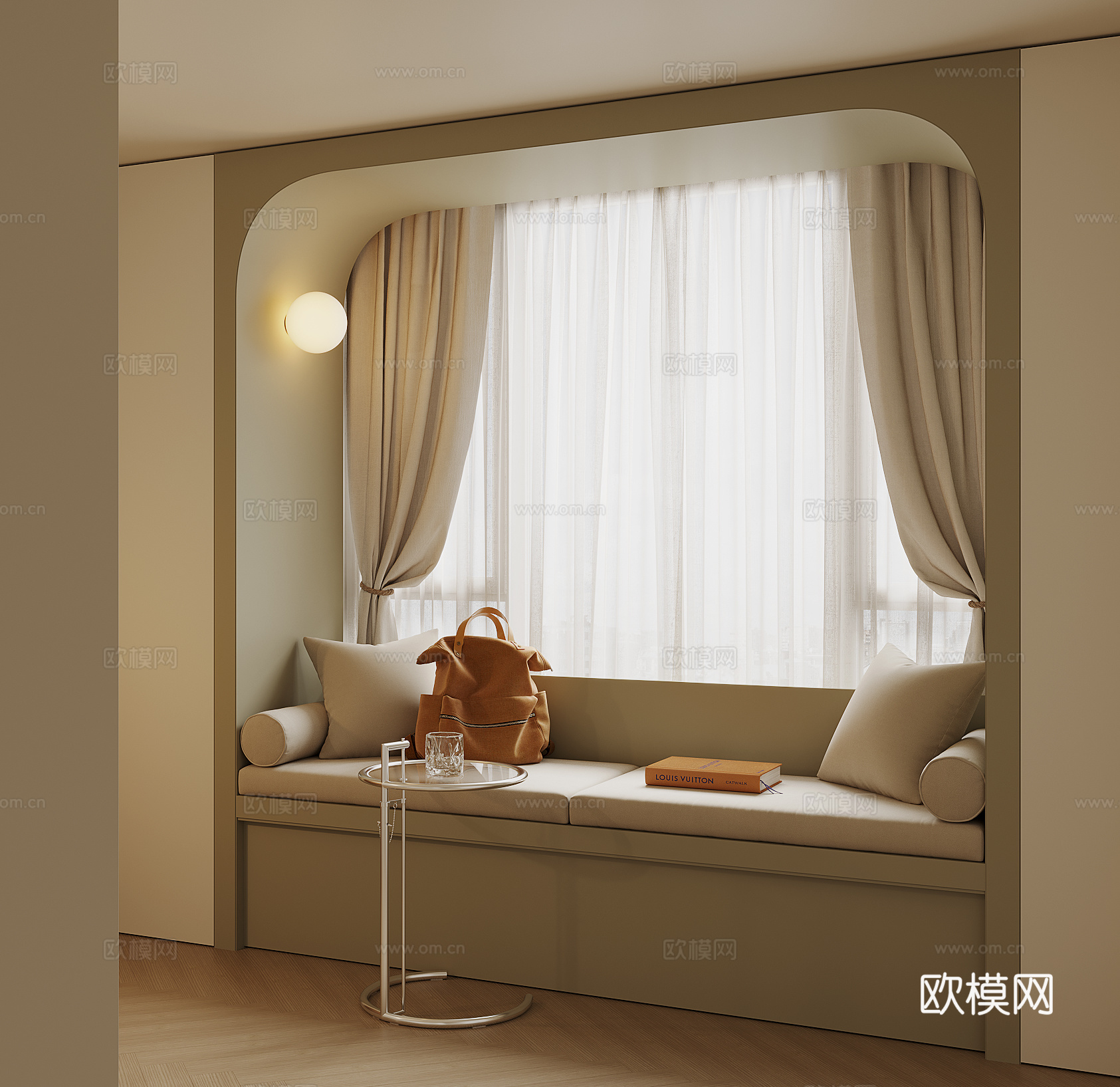 现代飘窗柜3d模型下载