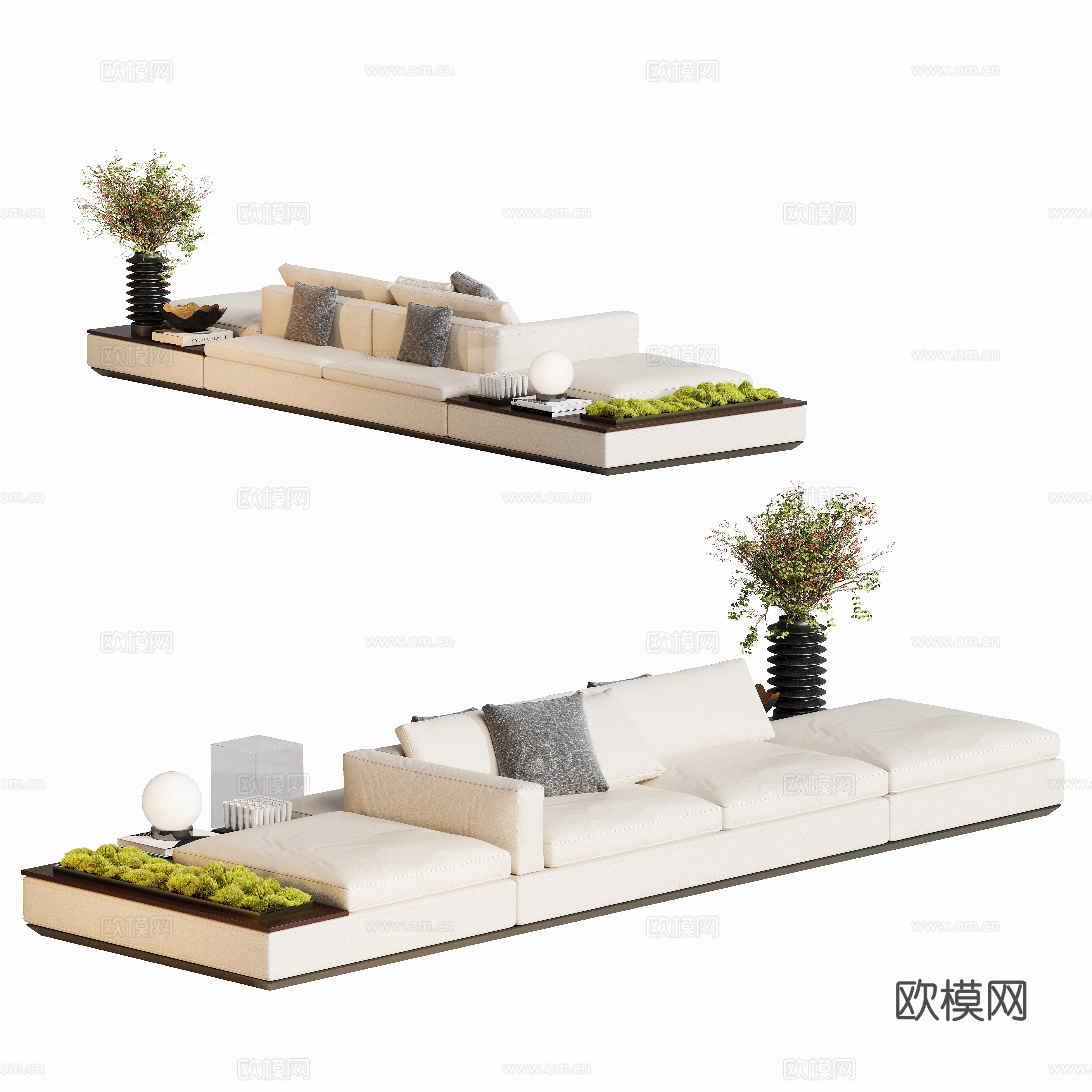 现代双面坐沙发su模型