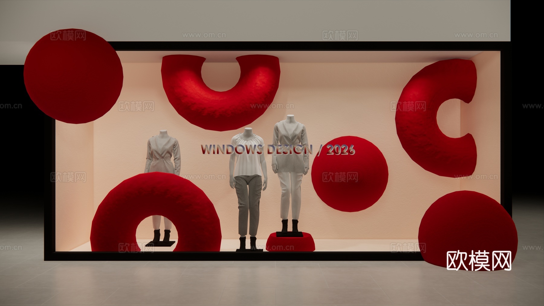 简约·甜味橱窗su模型下载（渲染图1）