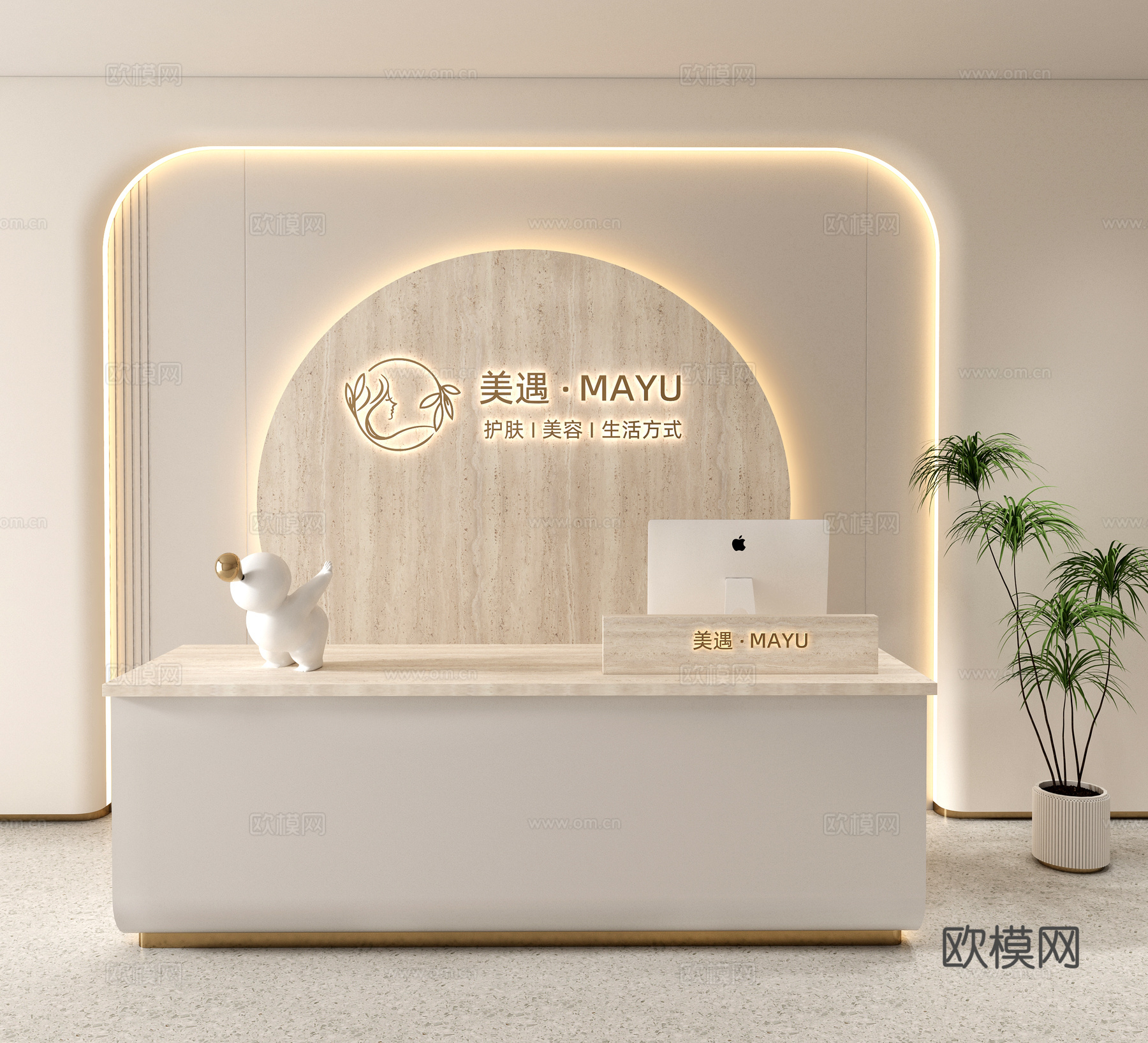 简约前台   美容院前台  酒店前台   办公室前台3d模型下载