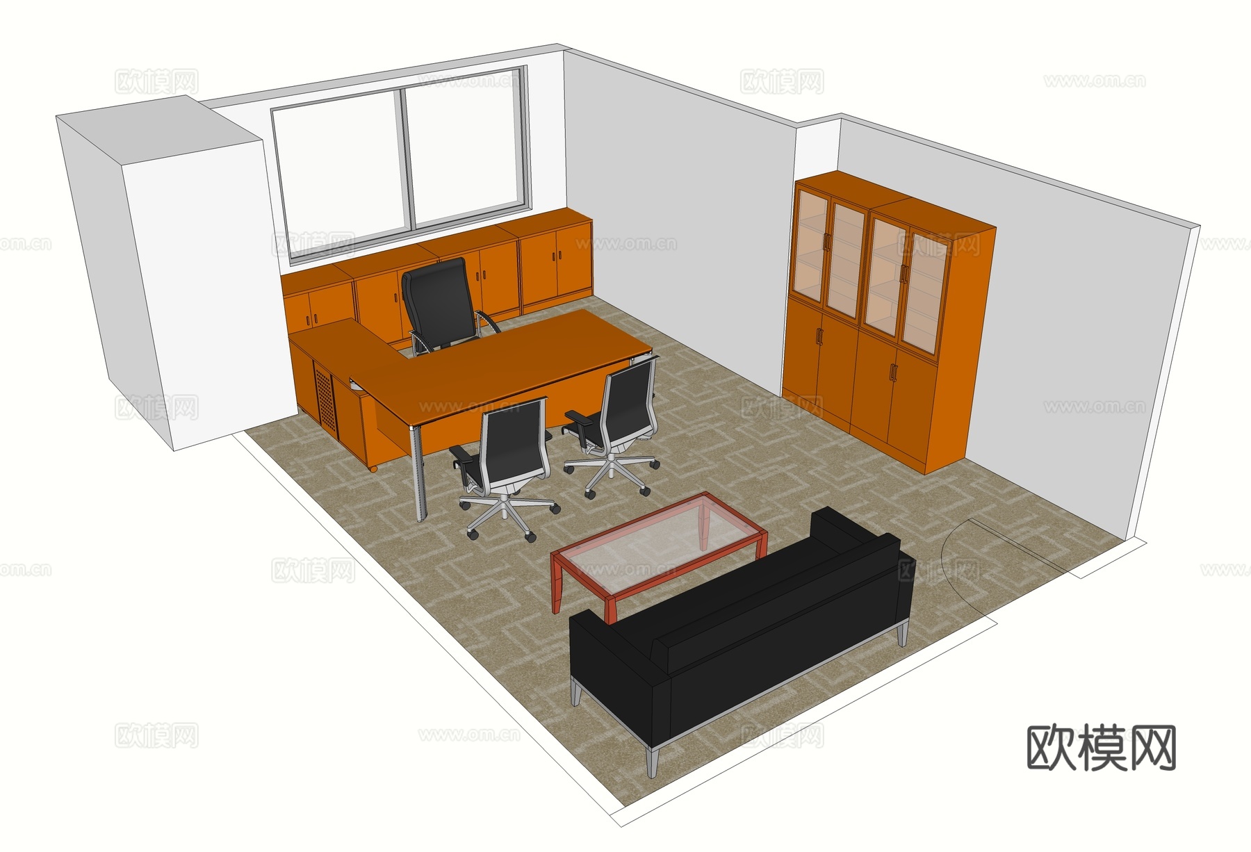 行政桌 办公桌 办公椅 文件柜 办公家具 沙发 茶几su模型