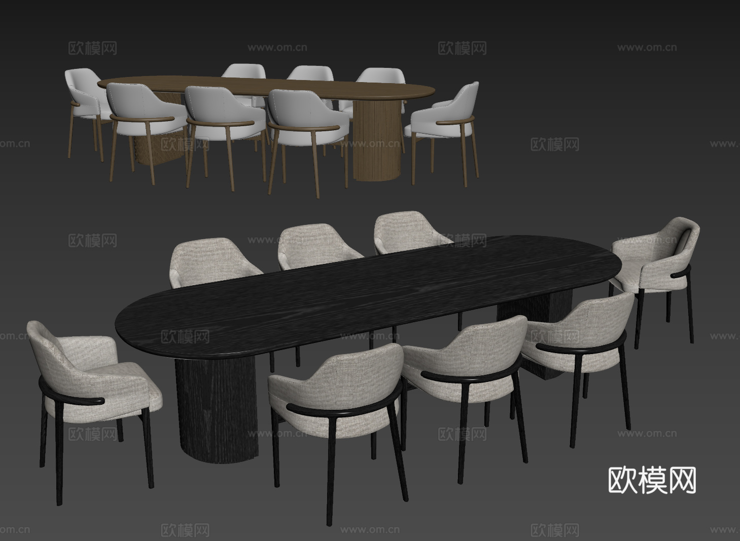 现代桌椅组合 餐桌组合 餐桌 长桌 休闲桌椅su模型