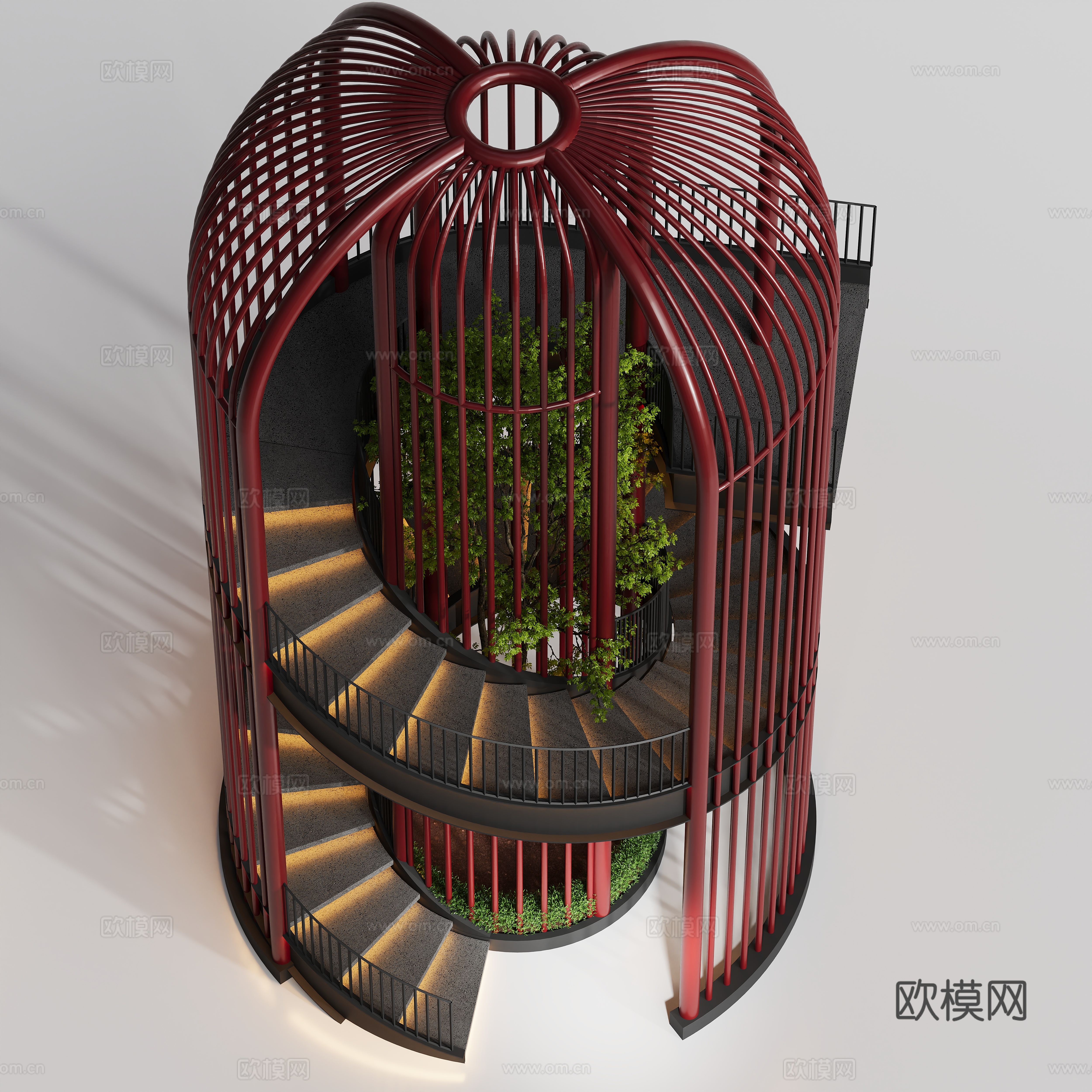 现代工业旋转楼梯3d模型下载（渲染图2）