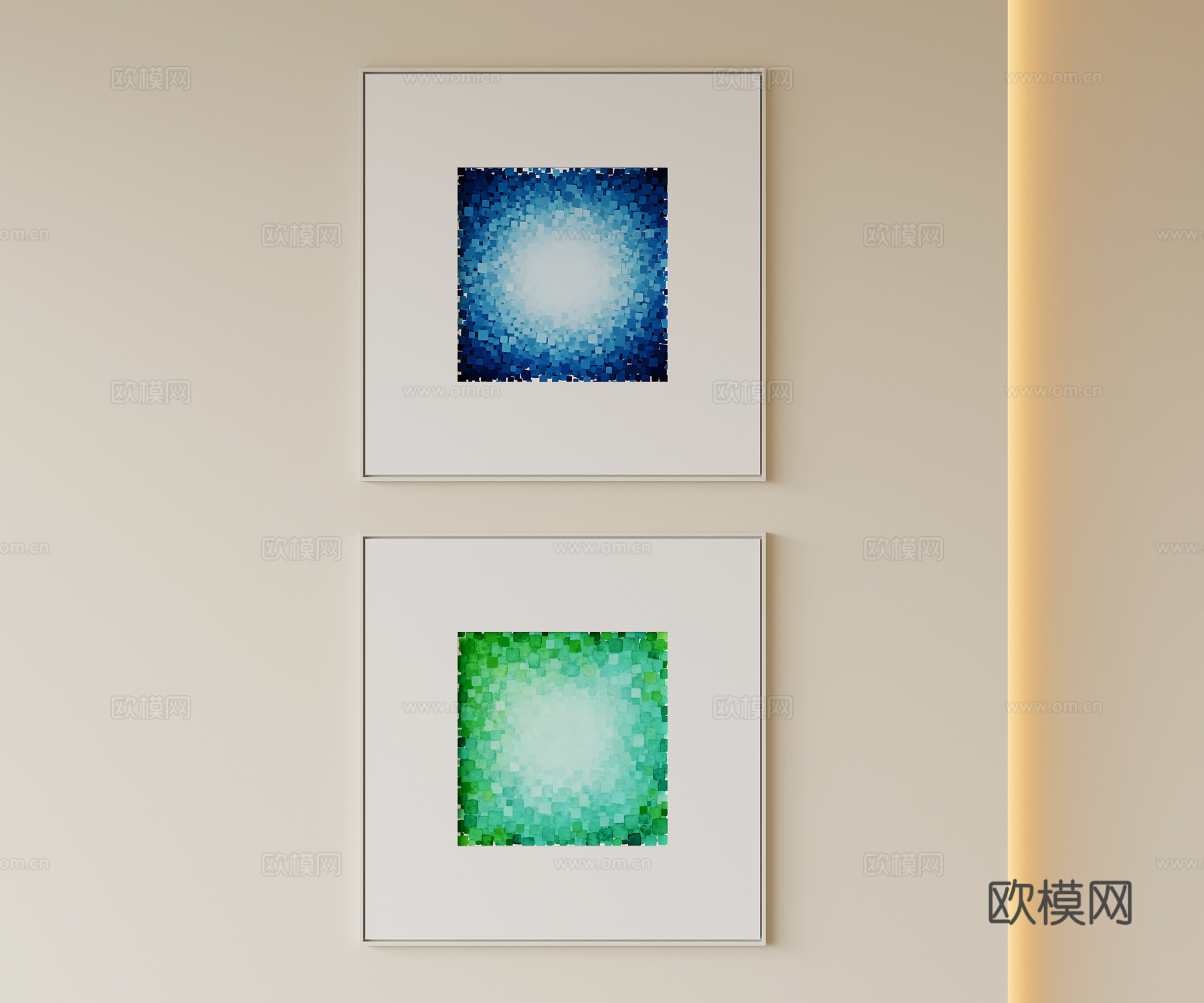 现代极简挂画组合su模型