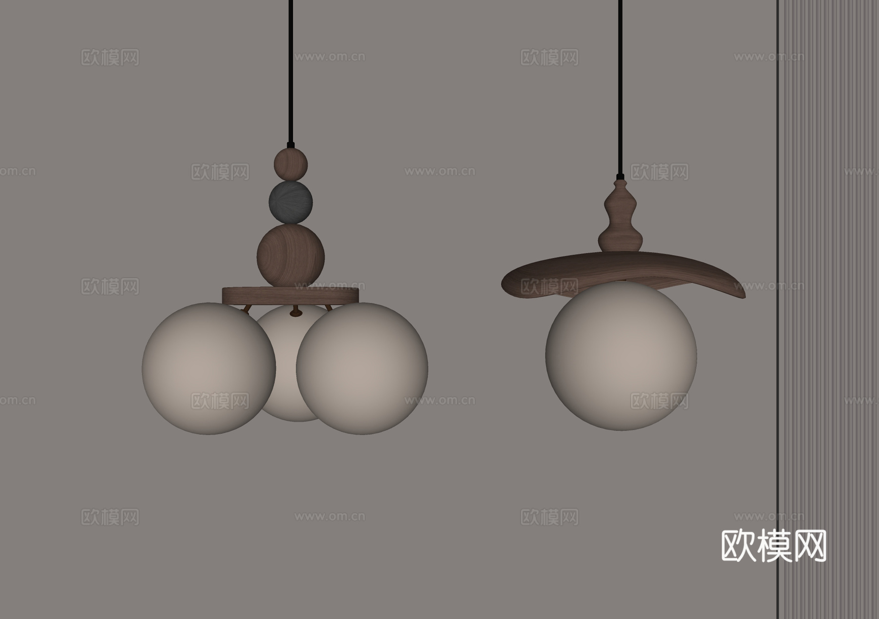 中古风吊灯su模型