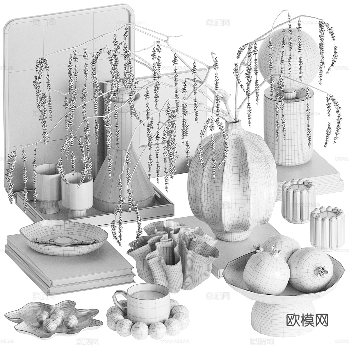新中式饰品摆件组合3d模型下载（渲染图4）