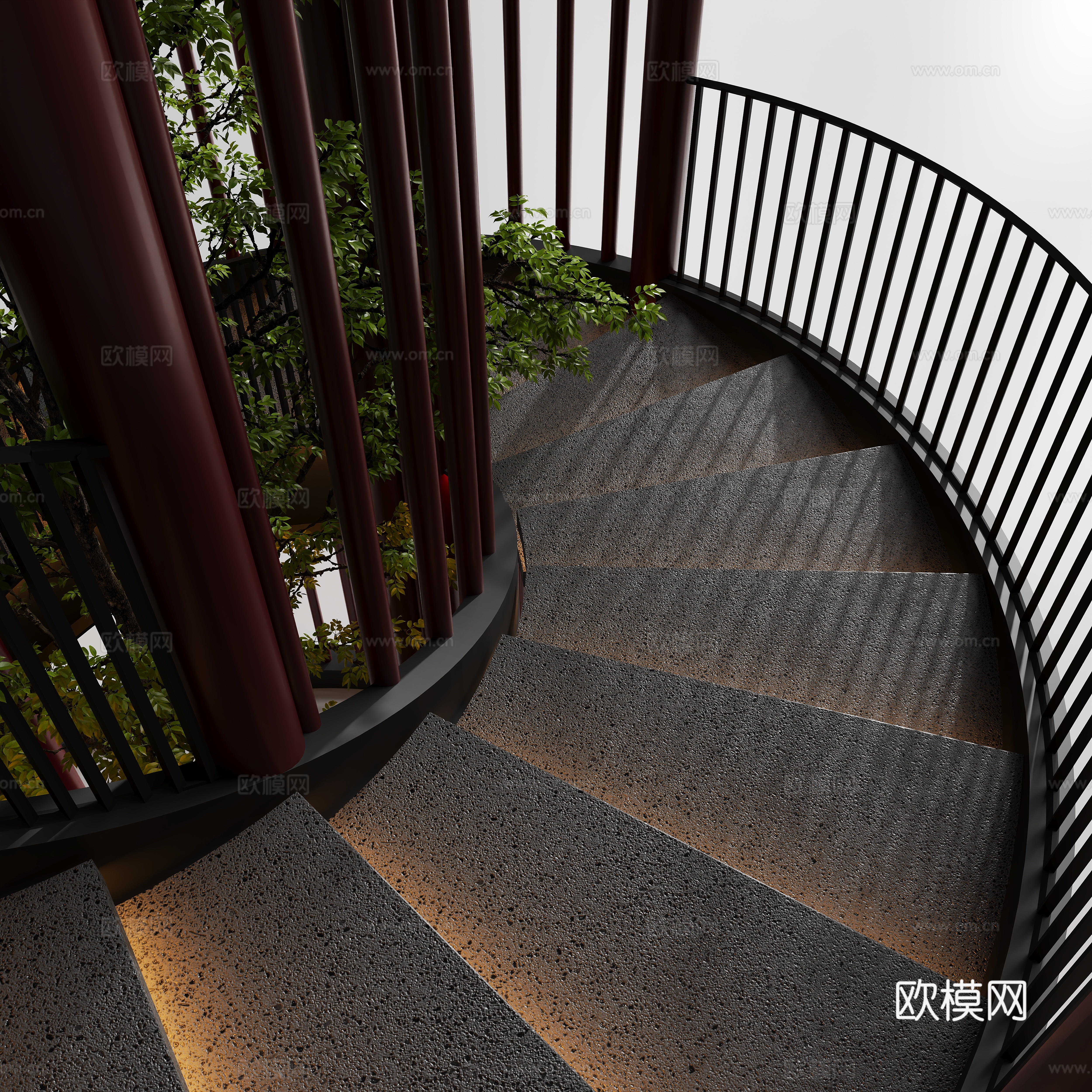 现代工业旋转楼梯3d模型下载（渲染图3）
