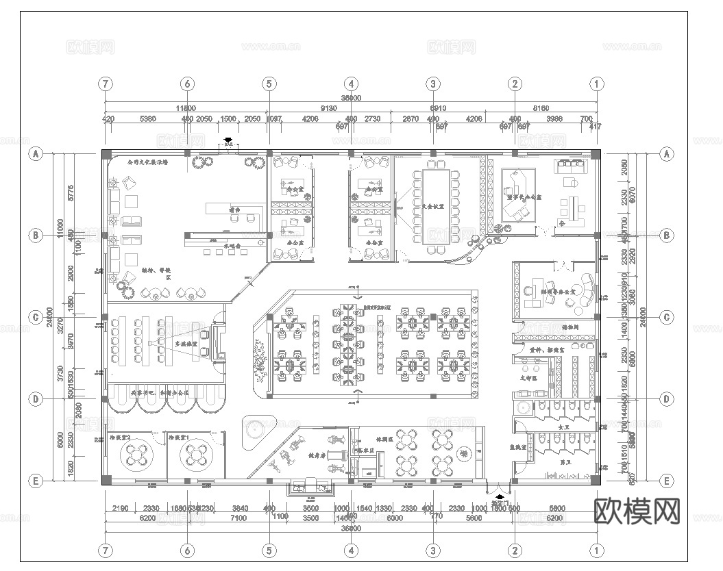 900平办公室 最新平面施工图合集cad施工图
