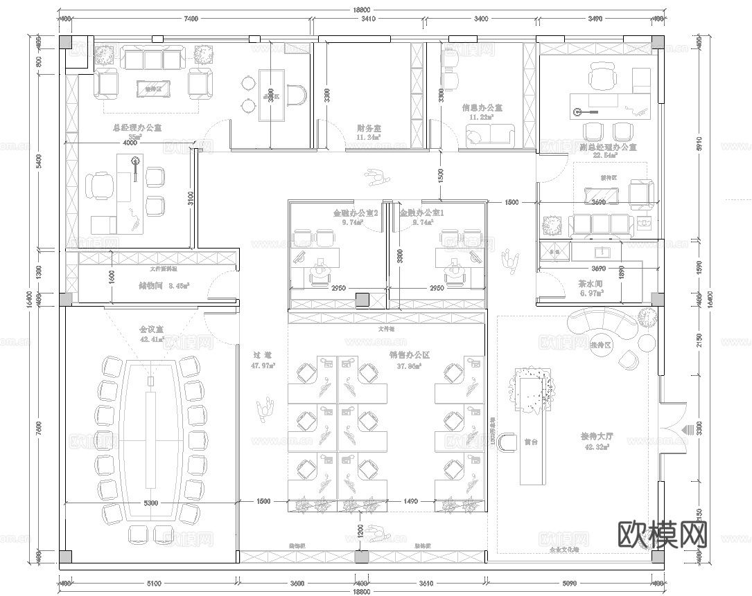 500平办公室 最新平面施工图合集cad施工图