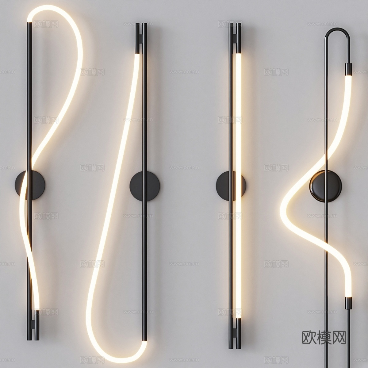 卢克灯具公司 - 壁灯黑色套装3d模型