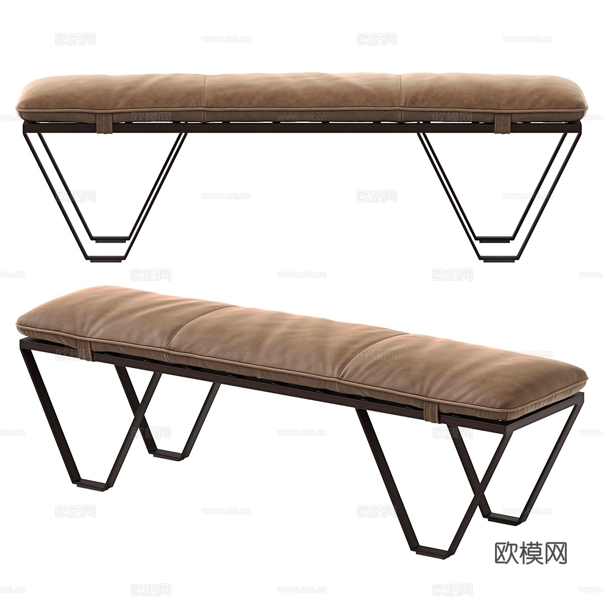 Nik皮革长凳 凳子3d模型下载