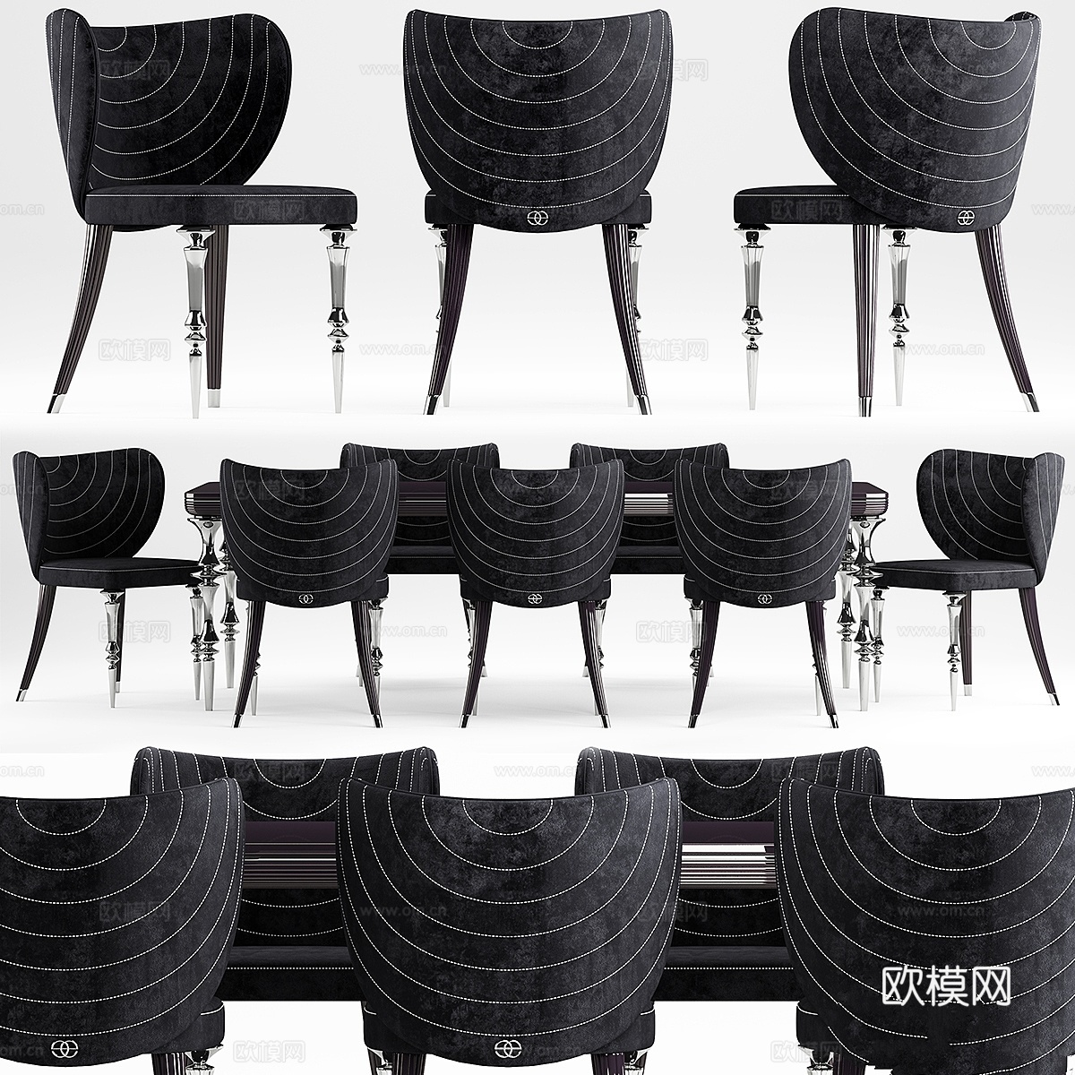 Elve豪华桌椅套装3d模型下载