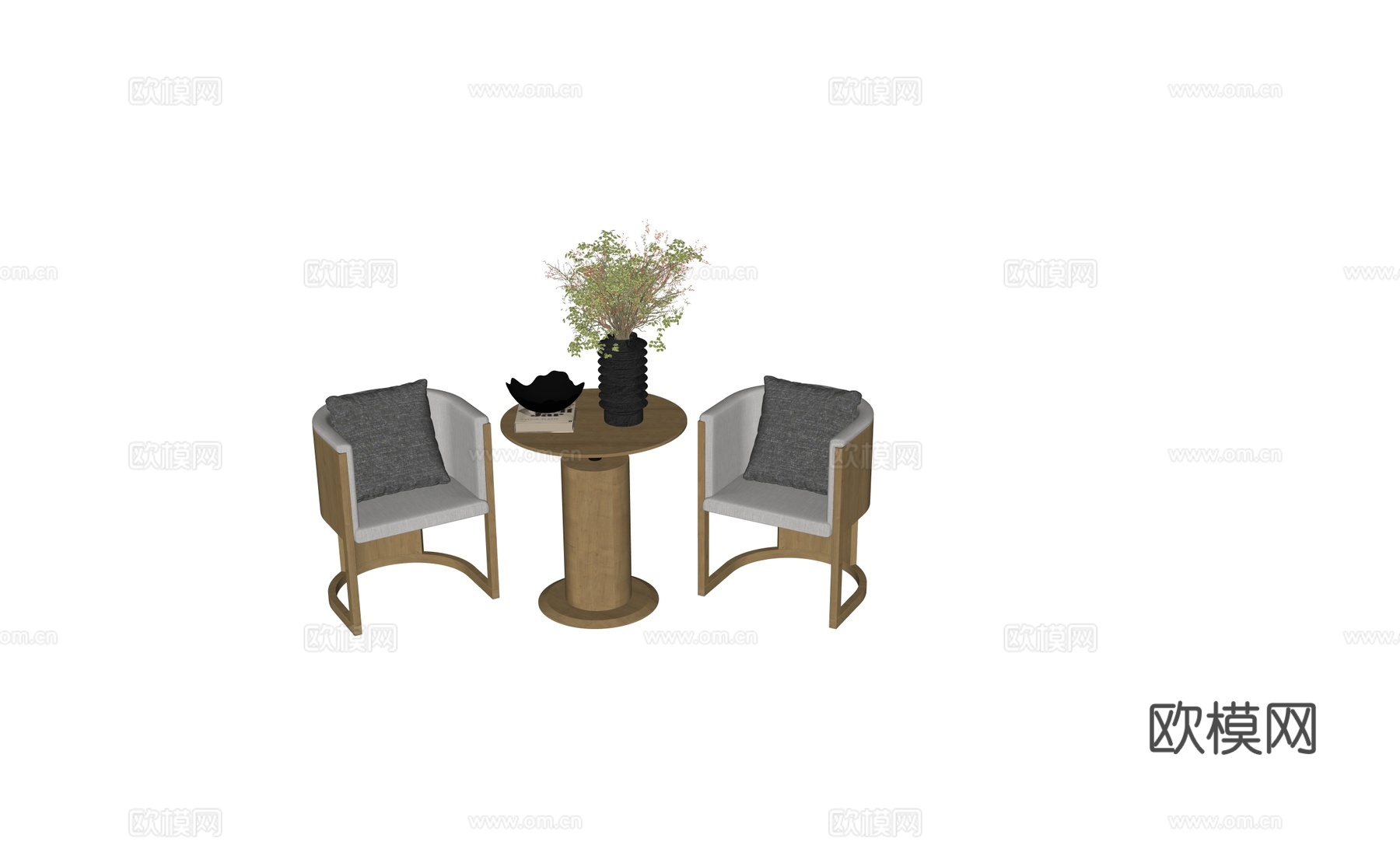 日式休闲洽谈桌椅 沙发椅su模型