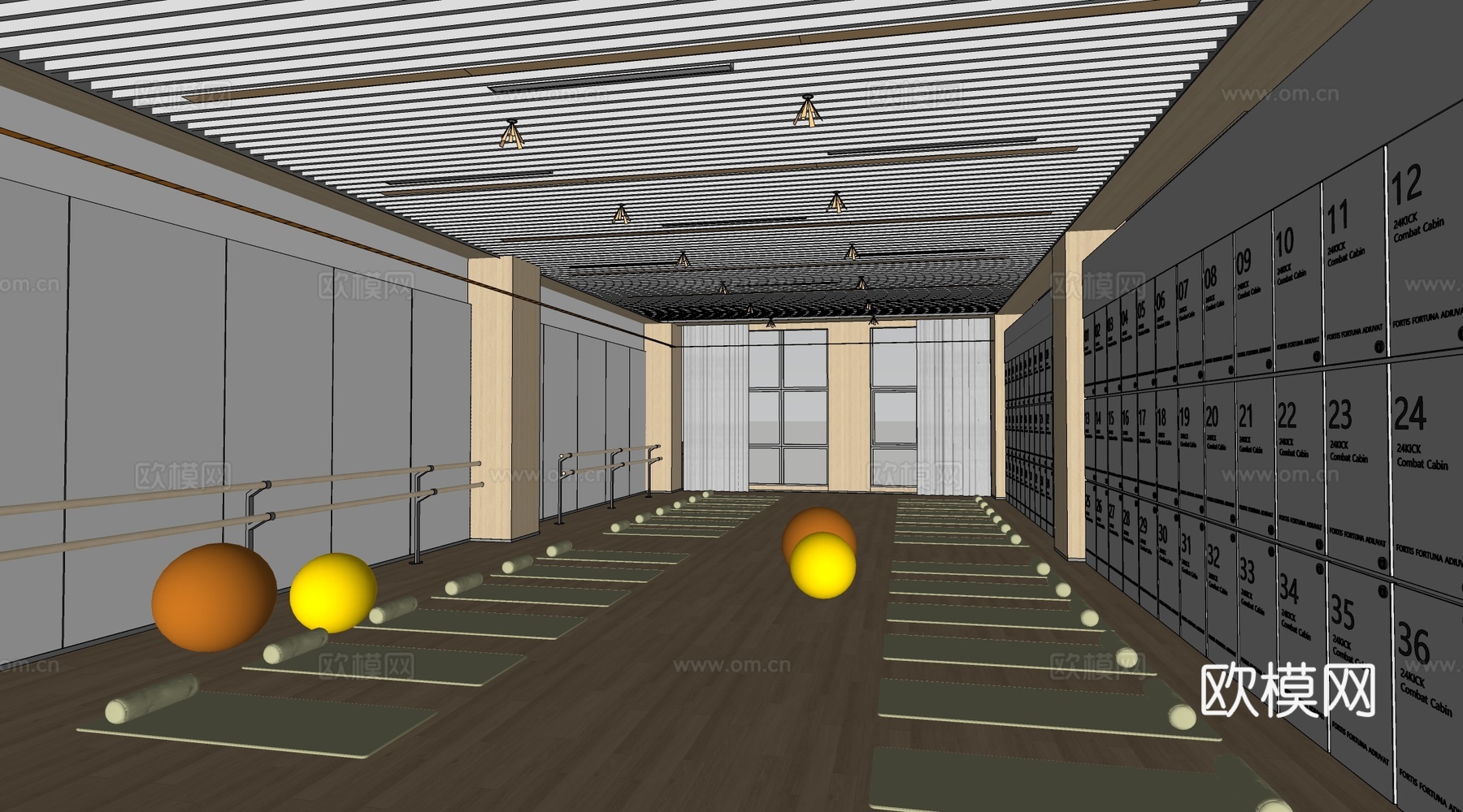 现代舞蹈教室 瑜伽室 体操室su模型