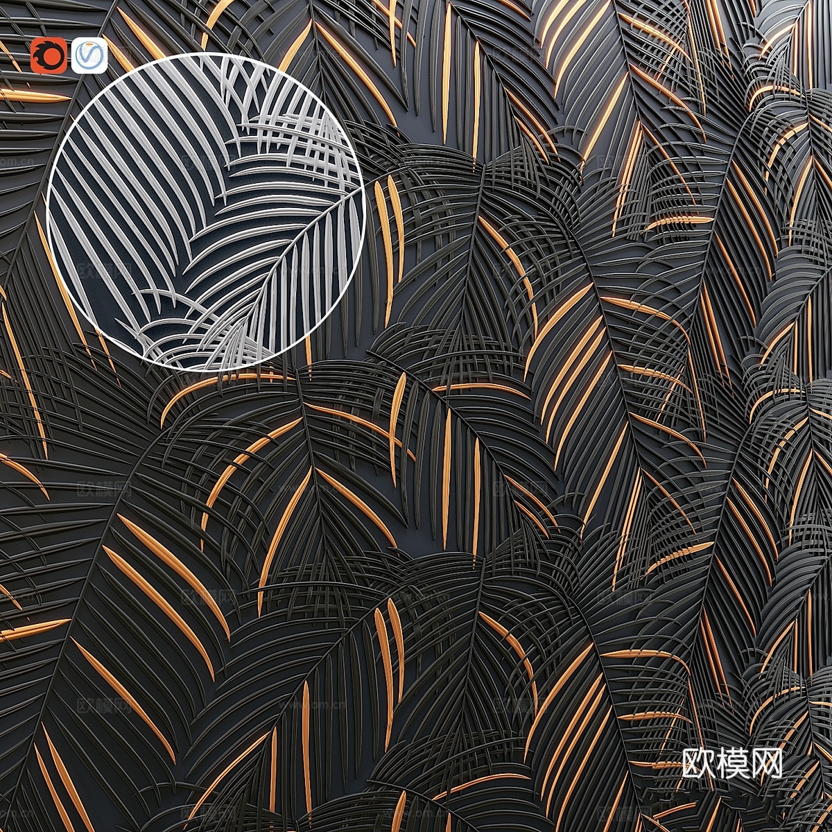 棕榈装饰板3d模型下载
