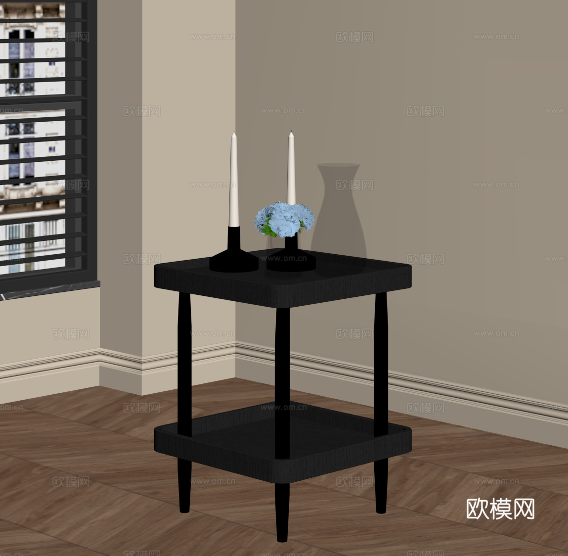 法式复古置物架 边几角几su模型