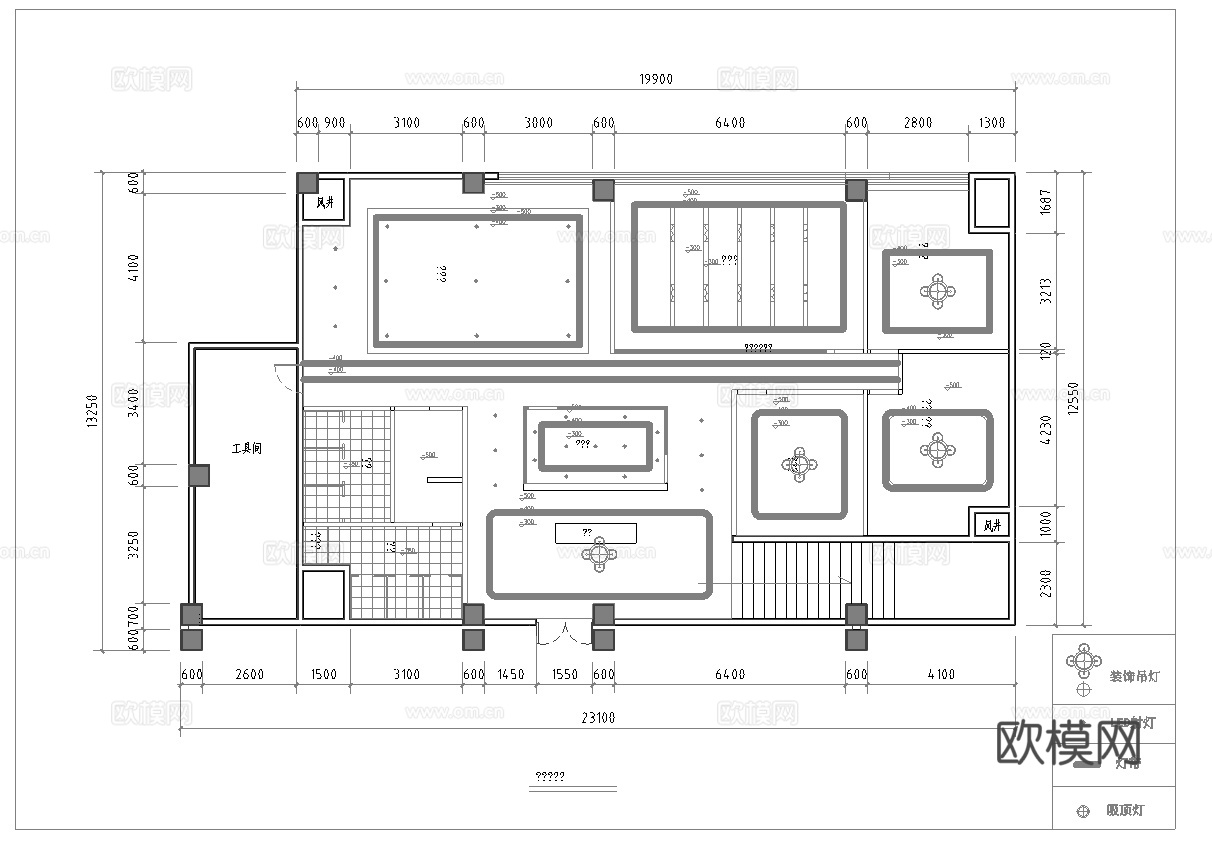 300平办公室 最新全套施工图合集cad施工图下载（渲染图3）