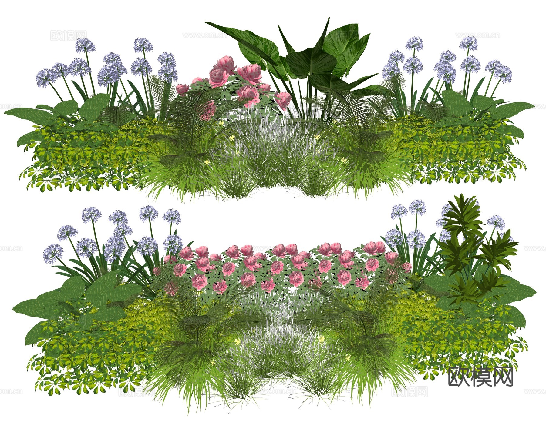 现代植物堆组合su模型