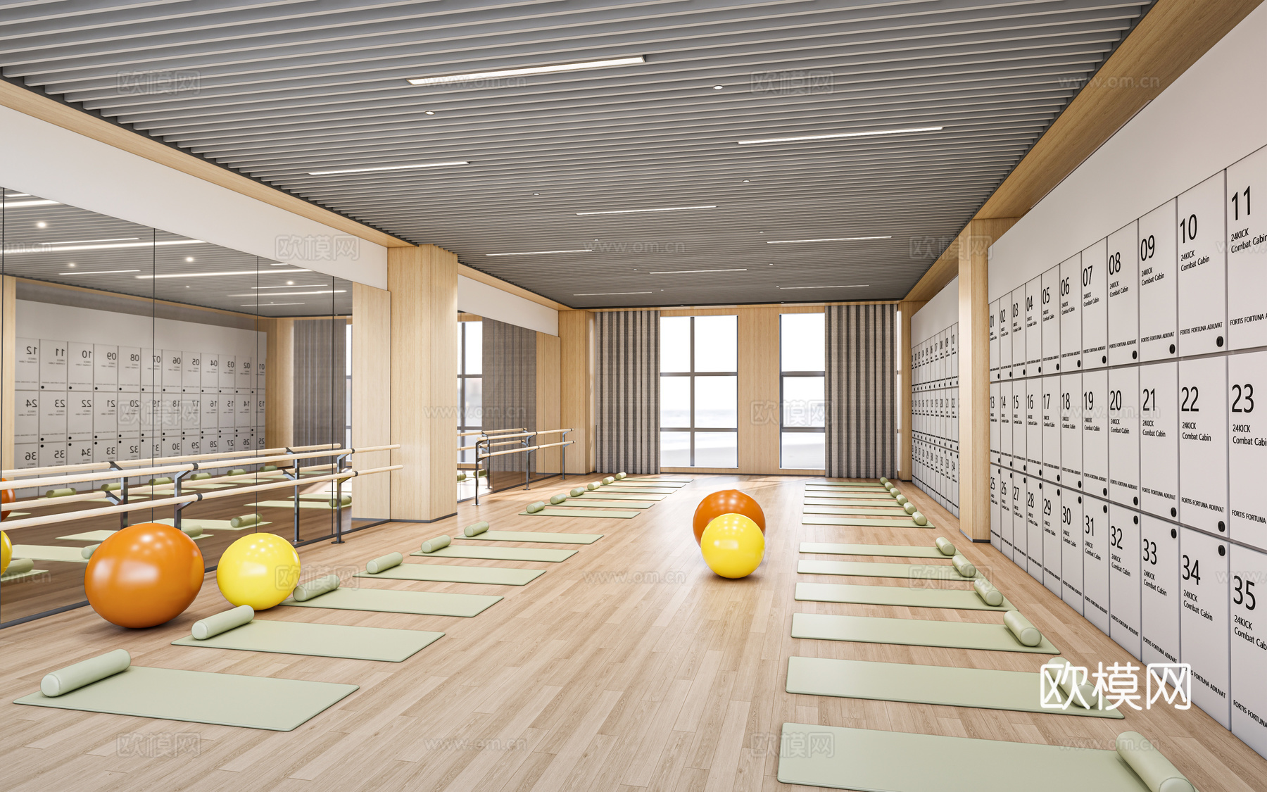 现代舞蹈教室 瑜伽室 体操室su模型