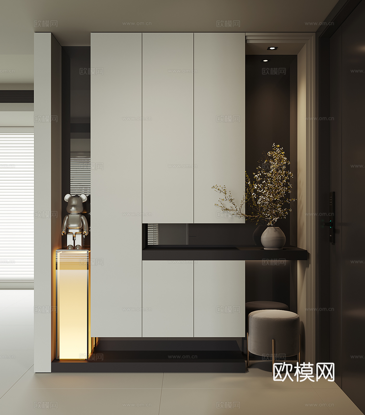 现代入户鞋柜su模型