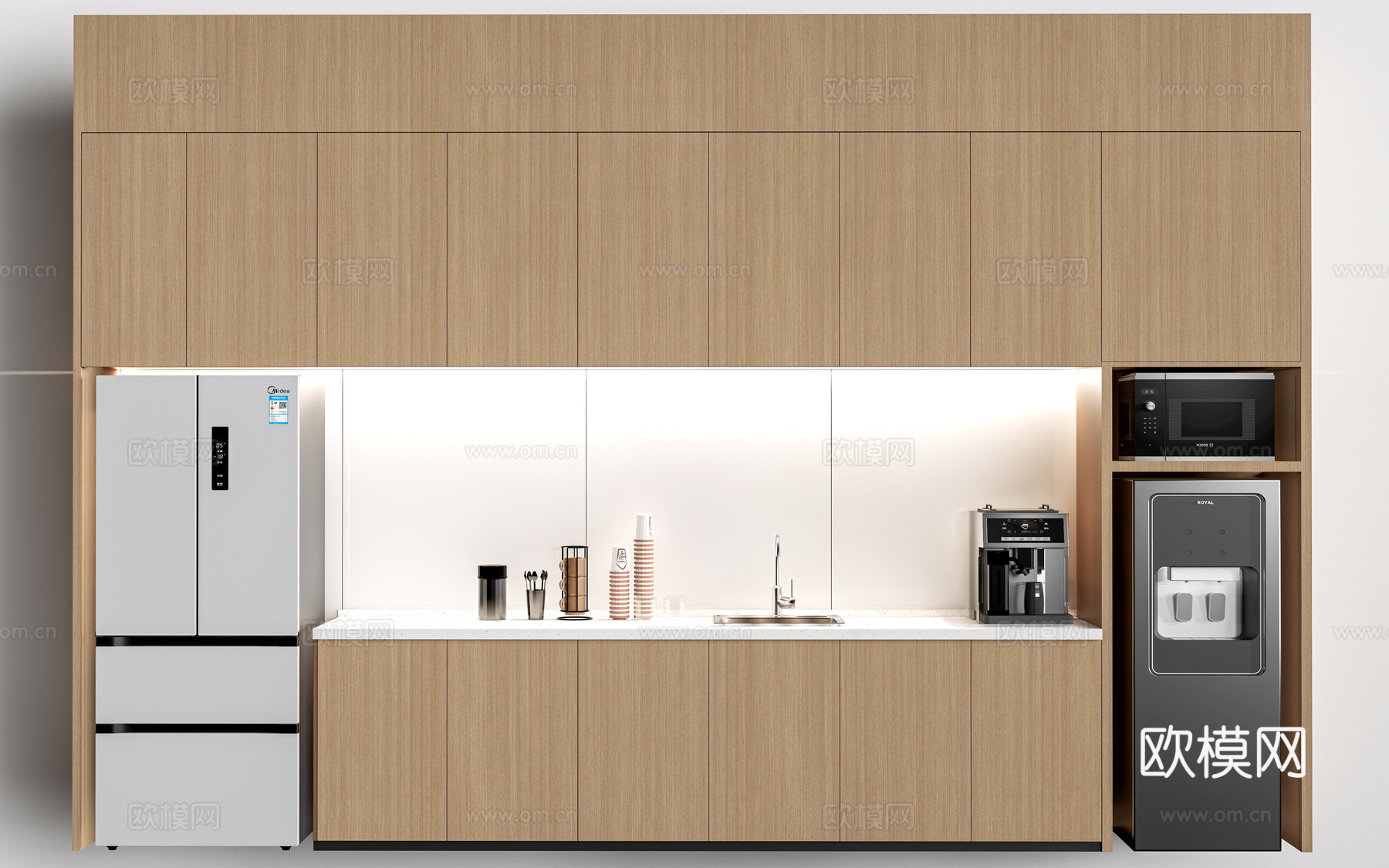 现代水吧台 茶水间操作台 吧台柜 公司茶水台su模型