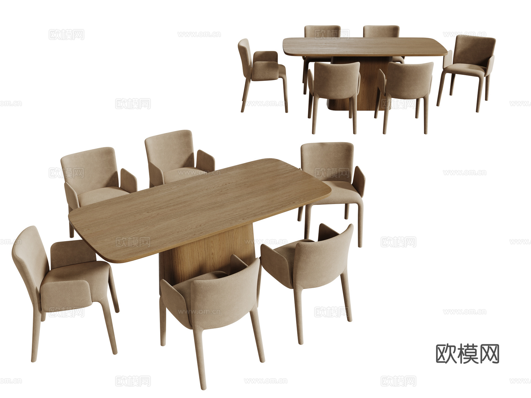 中古桌椅组合 餐桌组合 餐桌 长桌 休闲桌椅su模型