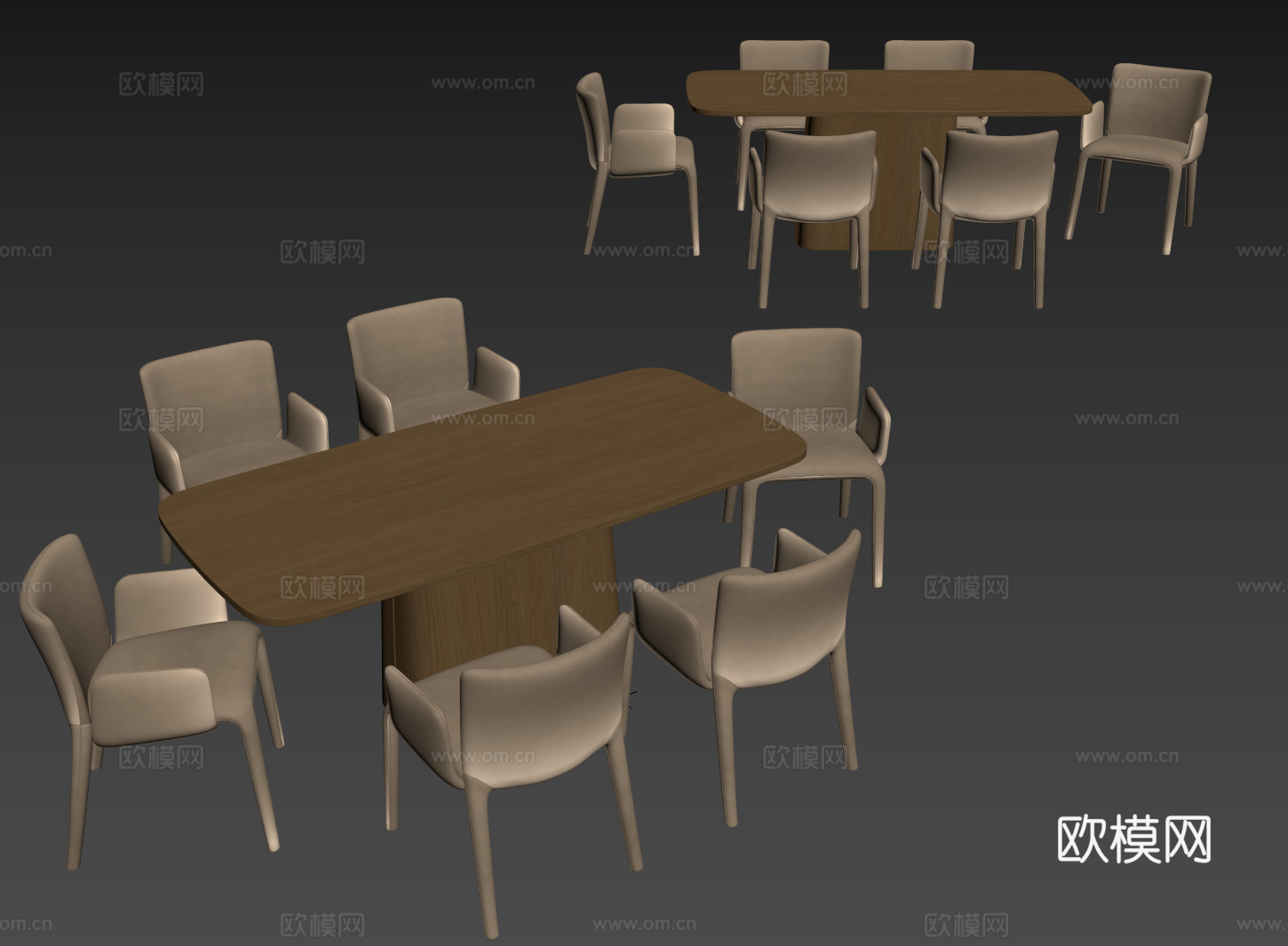 中古桌椅组合 餐桌组合 餐桌 长桌 休闲桌椅su模型