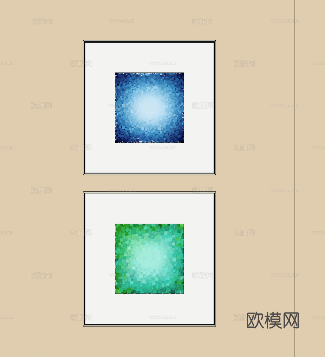 现代极简挂画组合su模型