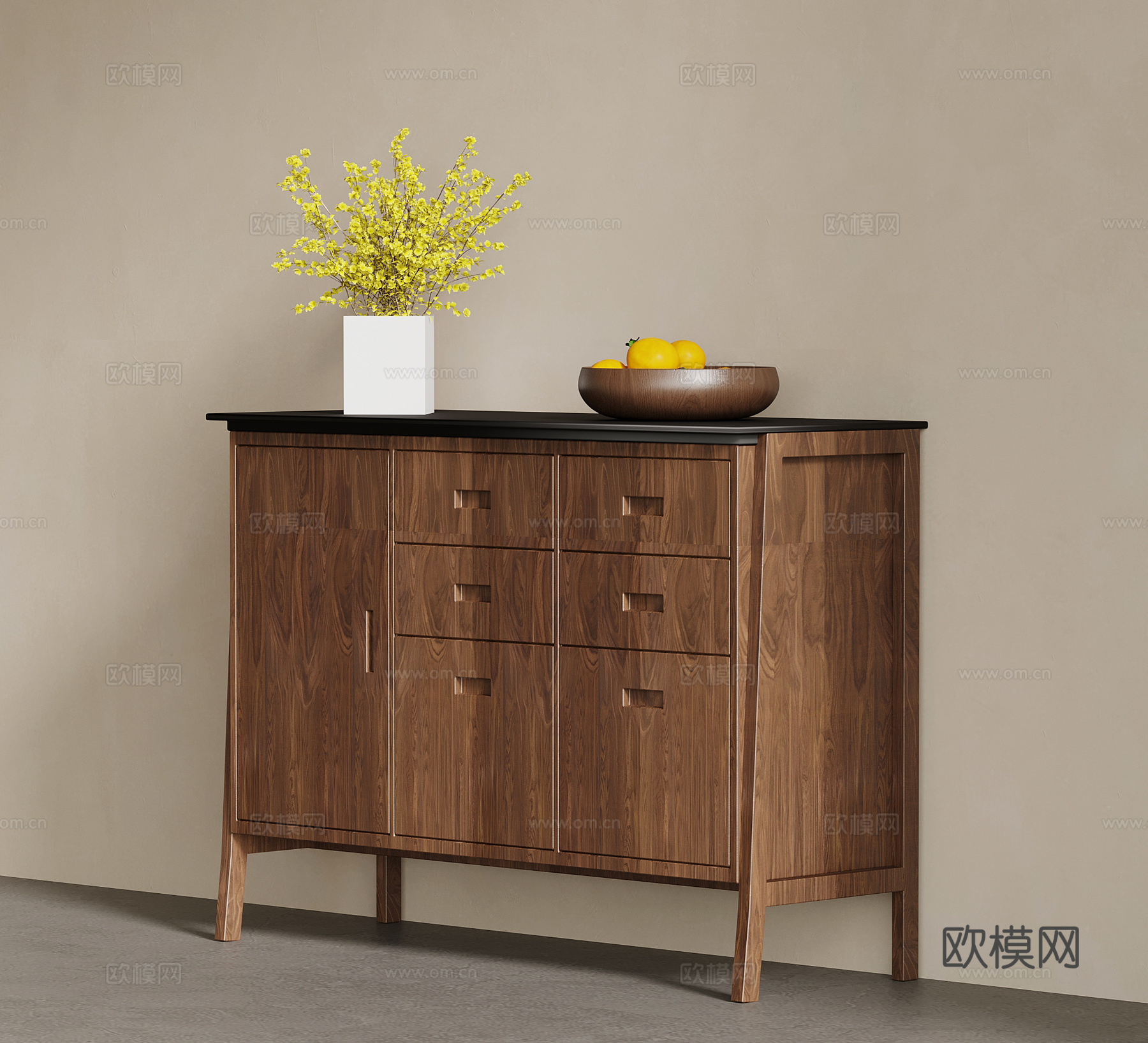 新中式餐边柜 玄关柜su模型