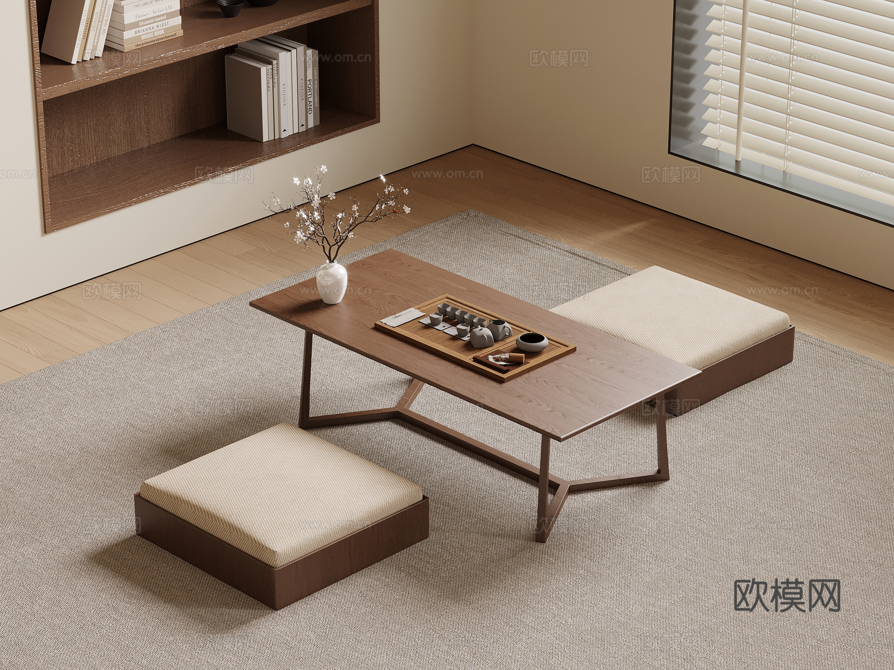 新中式茶桌椅 小茶台 中古风茶桌椅3d模型下载