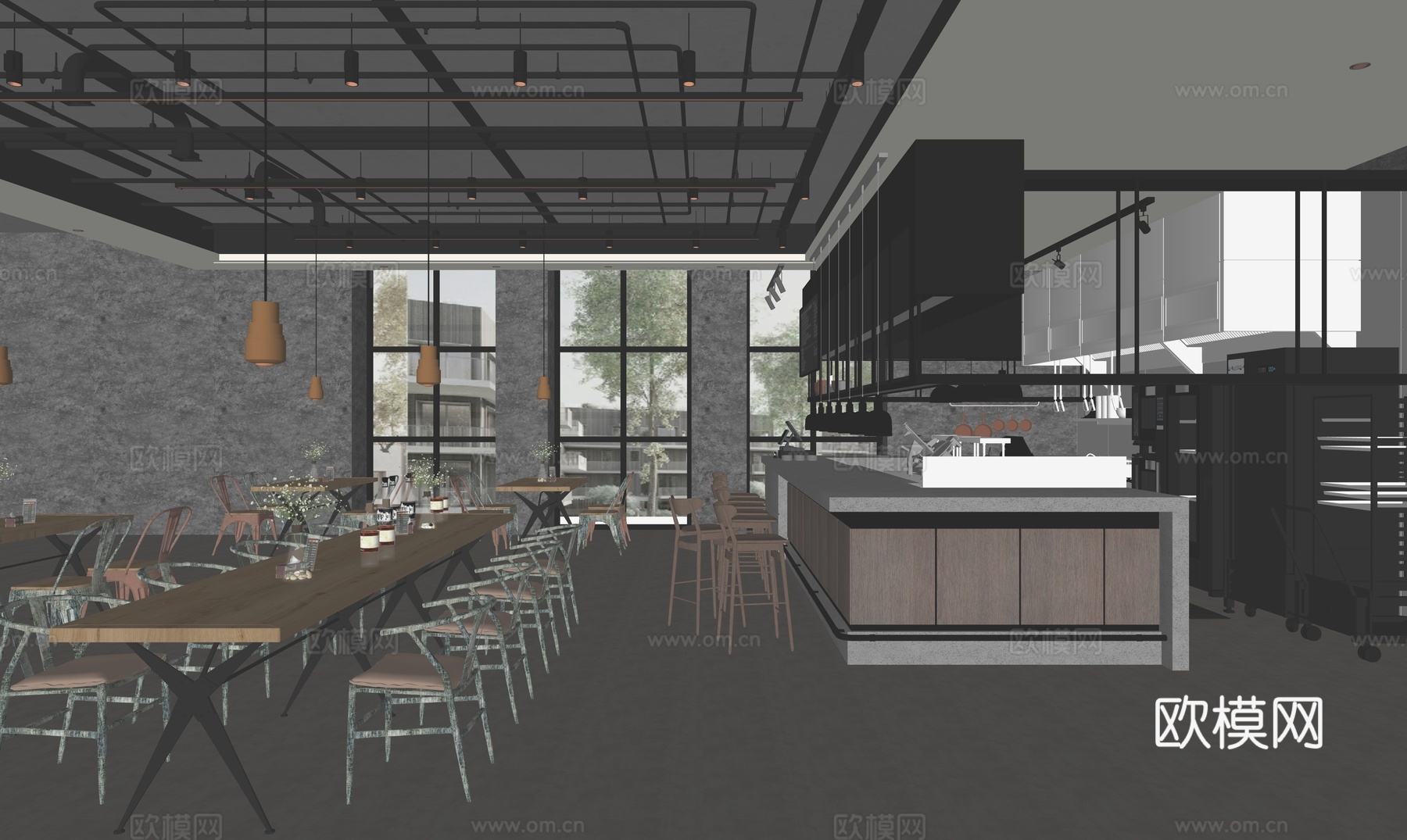 网红咖啡厅su模型