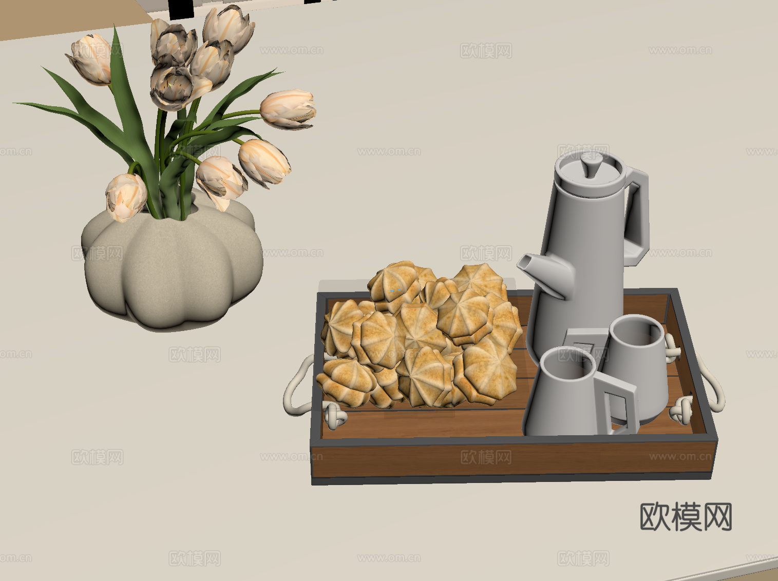 现代奶油风摆件 饰品摆件组合su模型