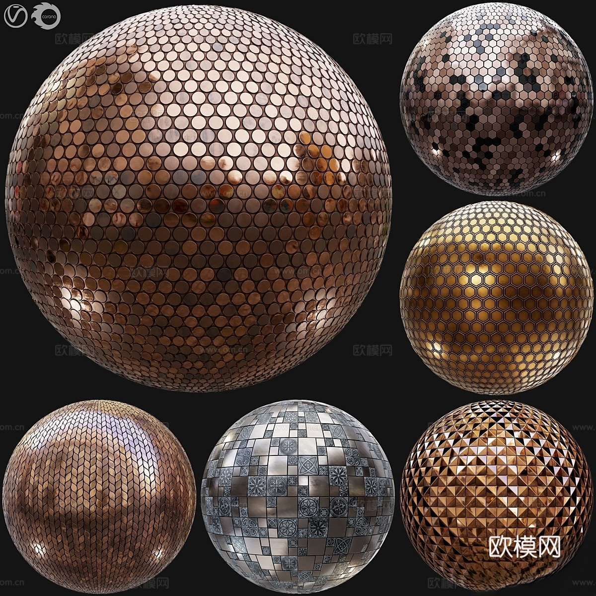 金属墙面马赛克瓷砖第11辑3d模型下载