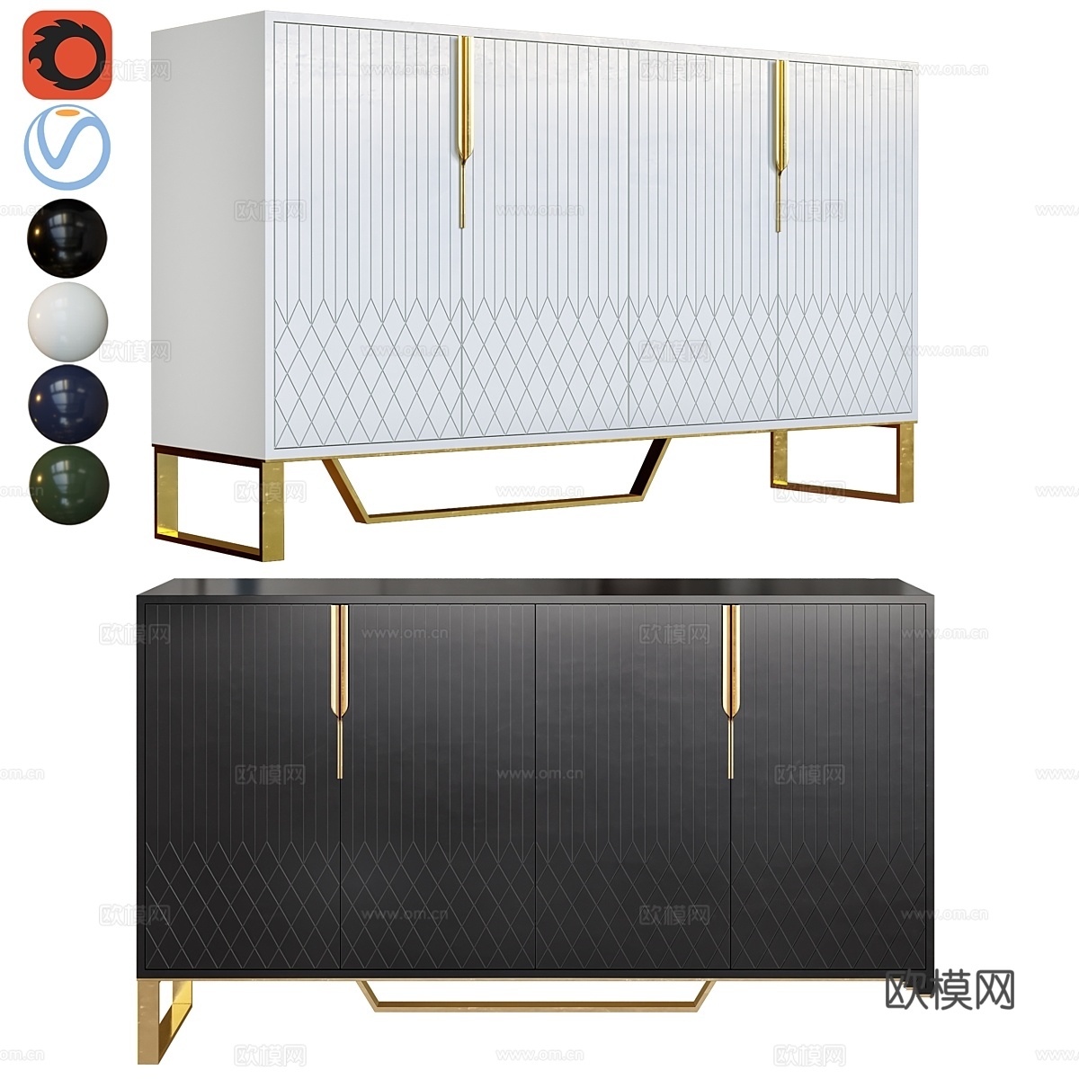 Aro当代60英寸餐边柜43d模型