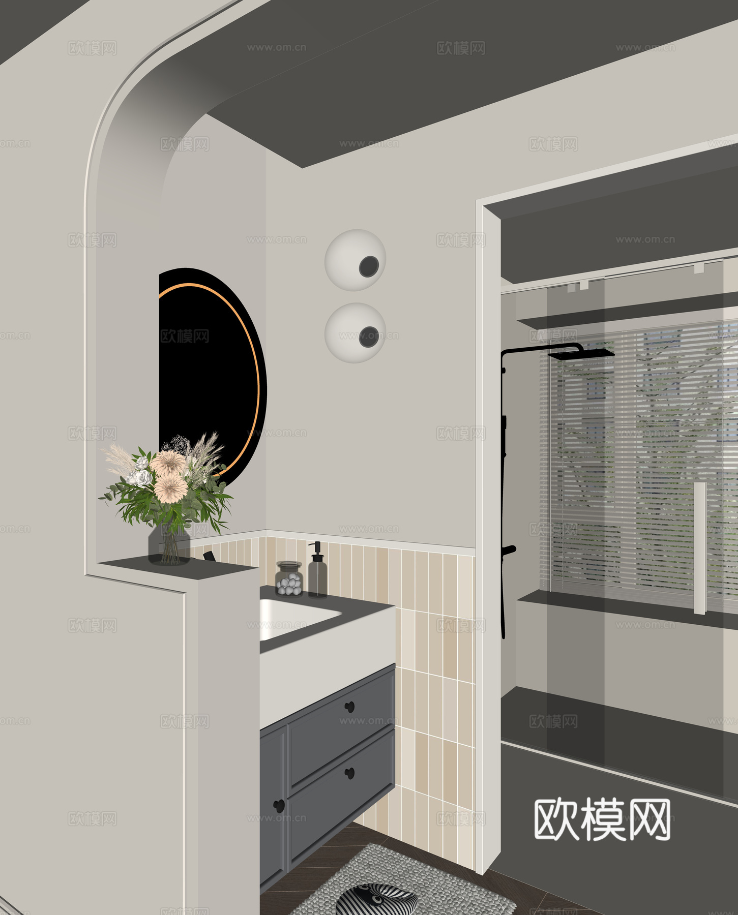 现代卫生间干区su模型