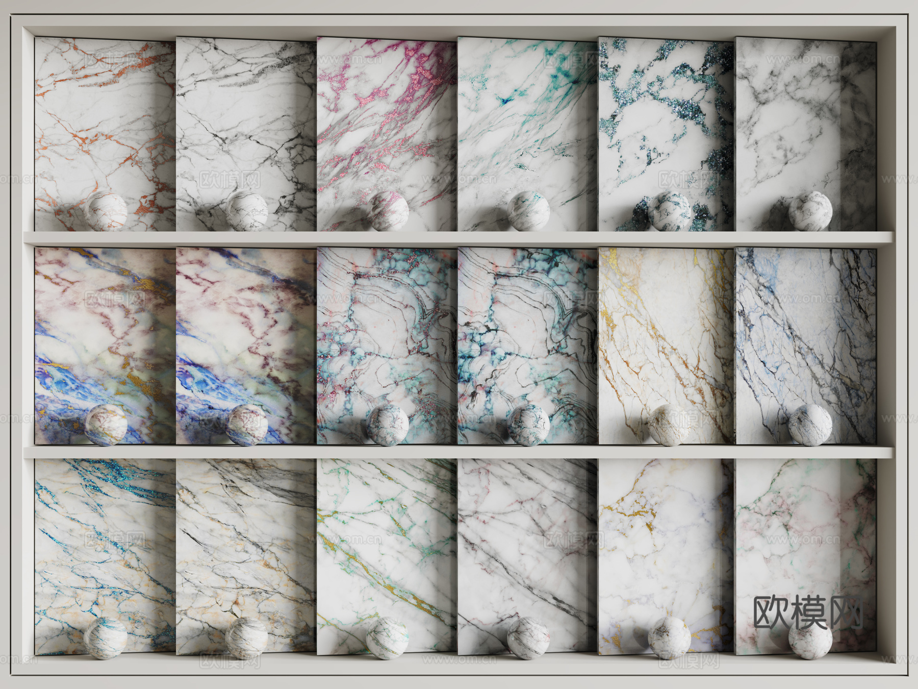 北欧轻奢石材 彩色大理石 纹路石材 岩板 奢石su模型