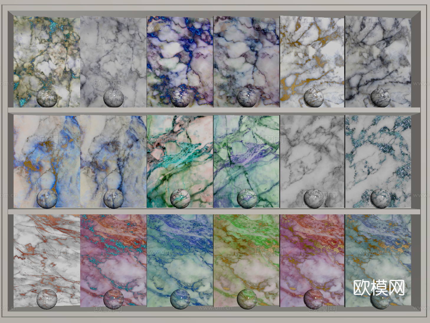 北欧轻奢石材 彩色大理石 纹路石材 岩板 奢石su模型