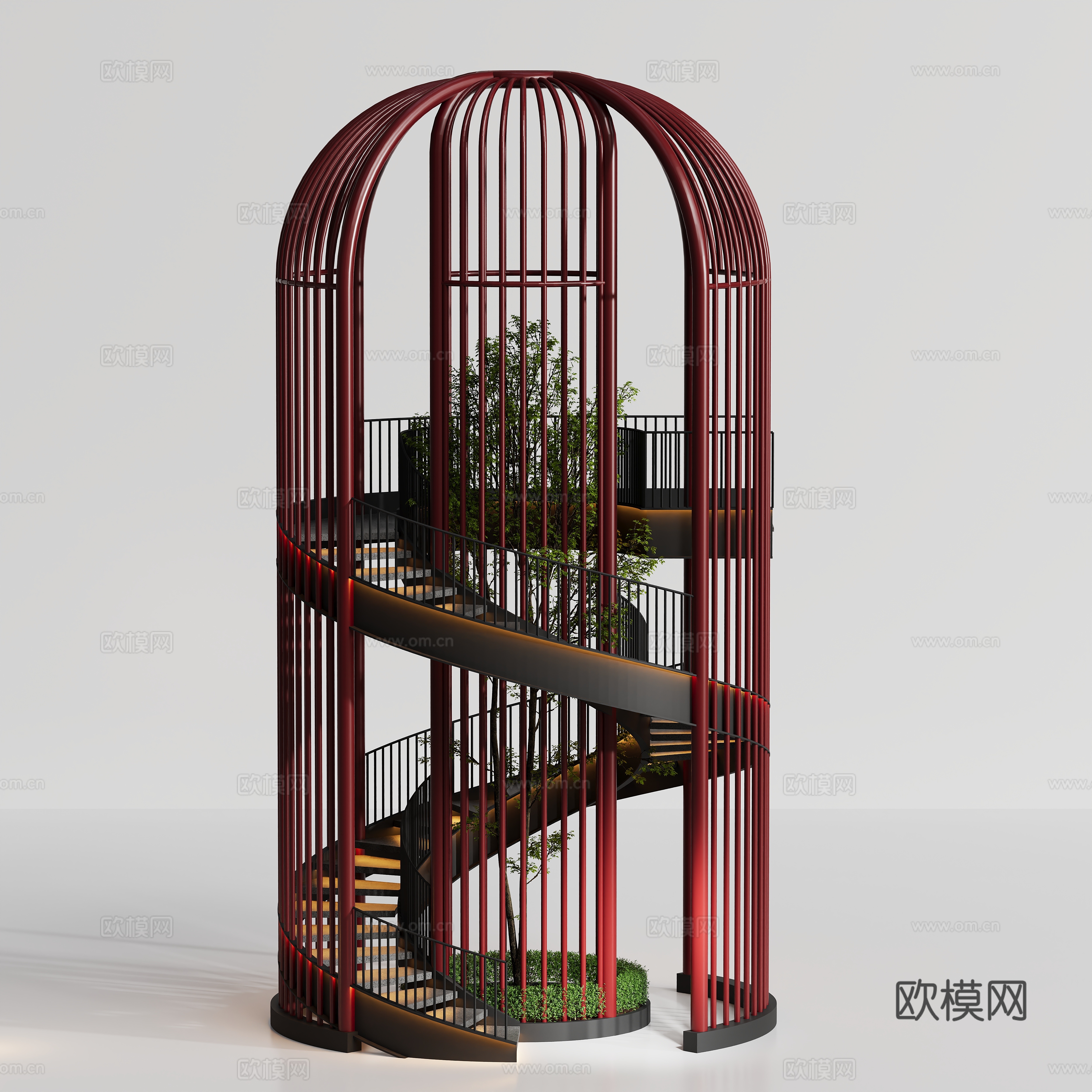 现代工业旋转楼梯3d模型下载（渲染图1）