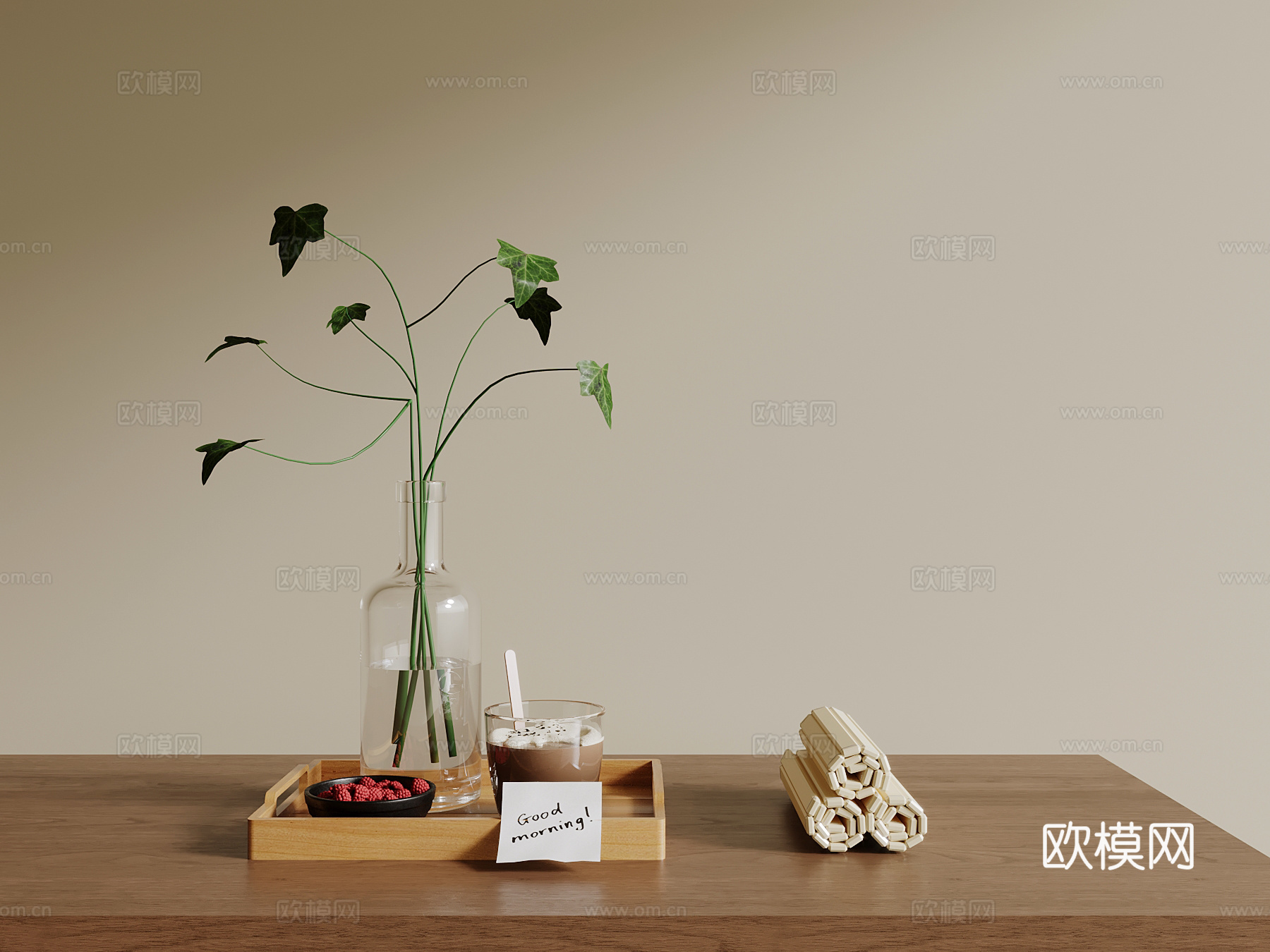 现代摆件组合su模型