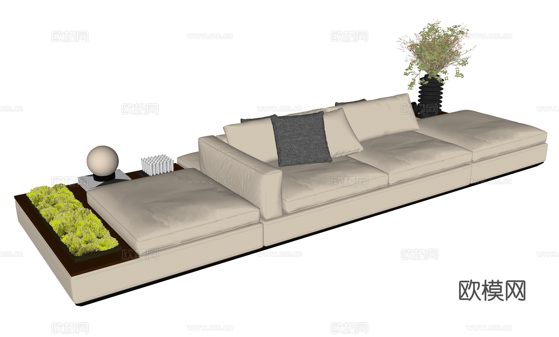 现代双面坐沙发su模型
