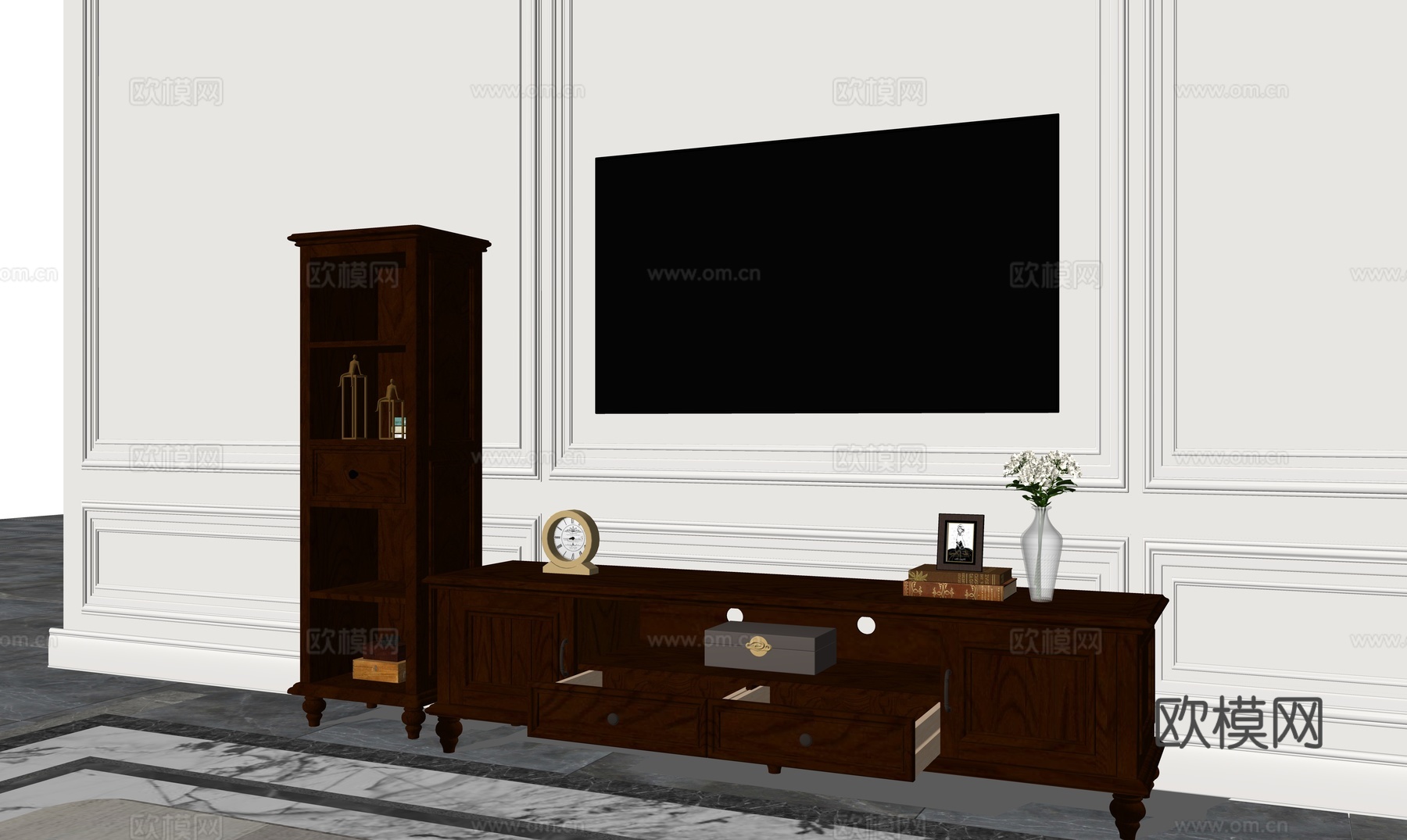 美式欧式电视柜su模型