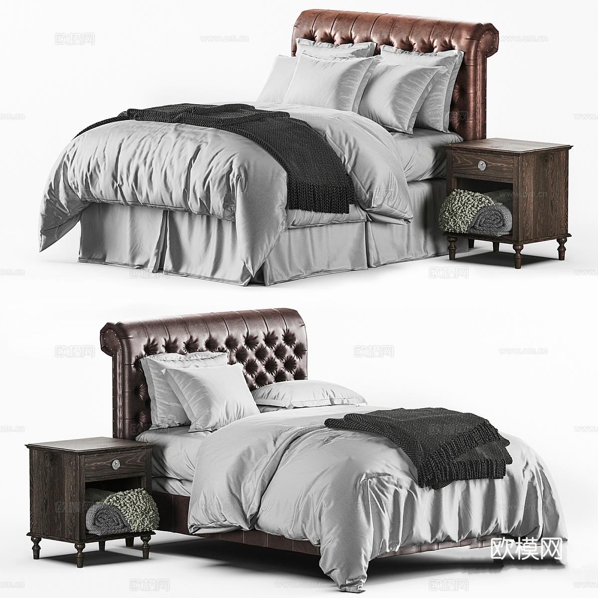 RH_切斯特菲尔德__雪橇床 意式单人床3d模型下载