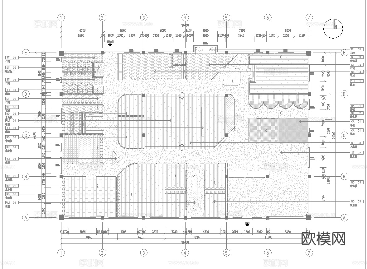 1100平办公室 最新平面施工图合集cad施工图