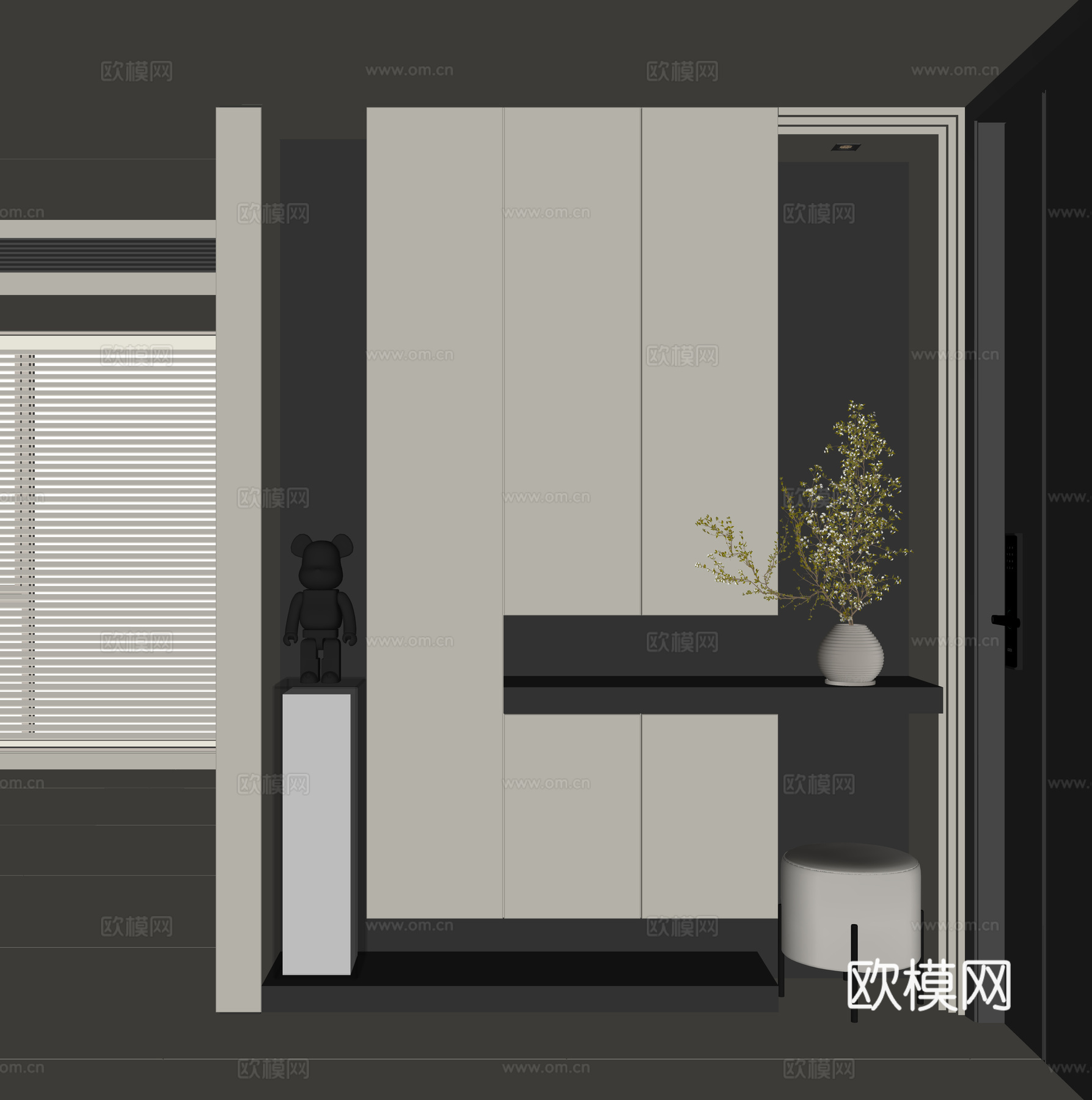 现代入户鞋柜su模型