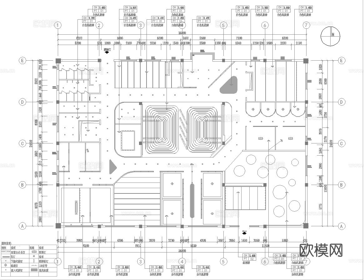 1100平办公室 最新平面施工图合集cad施工图