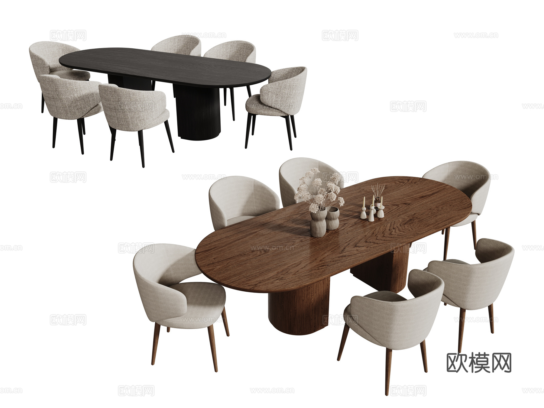 中古桌椅组合 餐桌组合 餐桌 长桌 休闲桌椅su模型