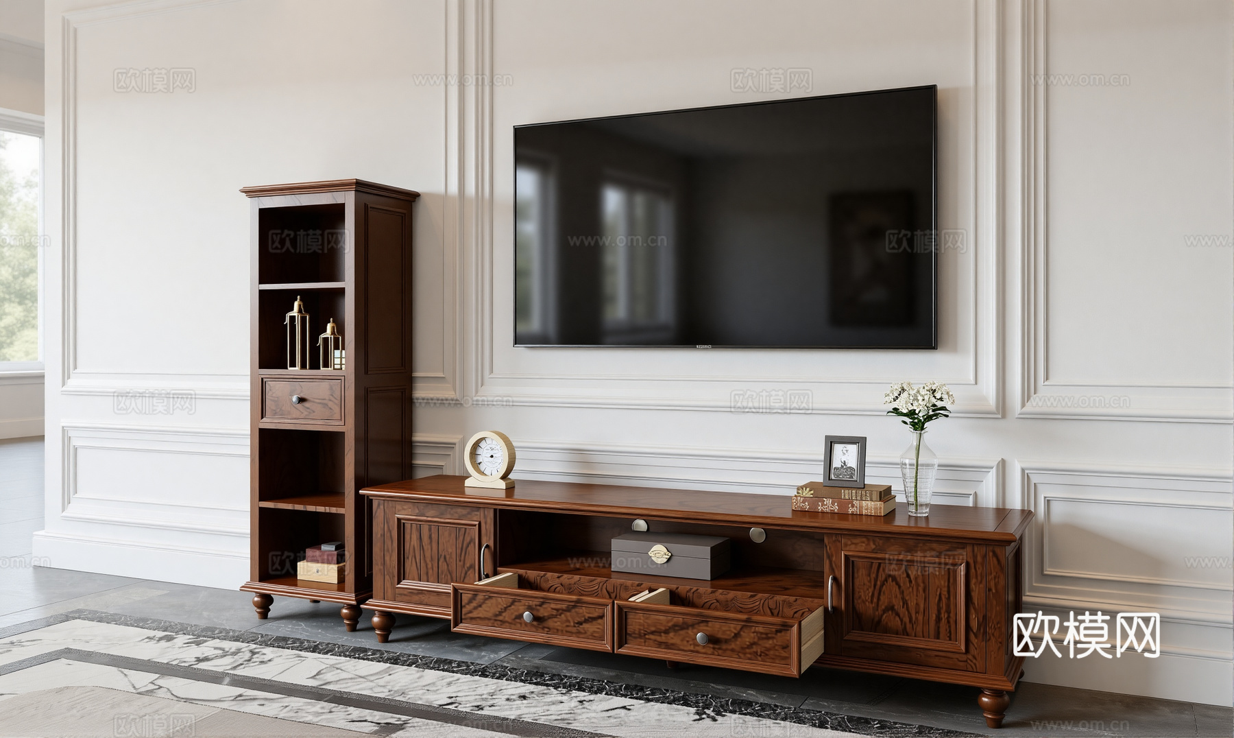 美式欧式电视柜su模型